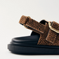 Harper leather sandals, soft tan