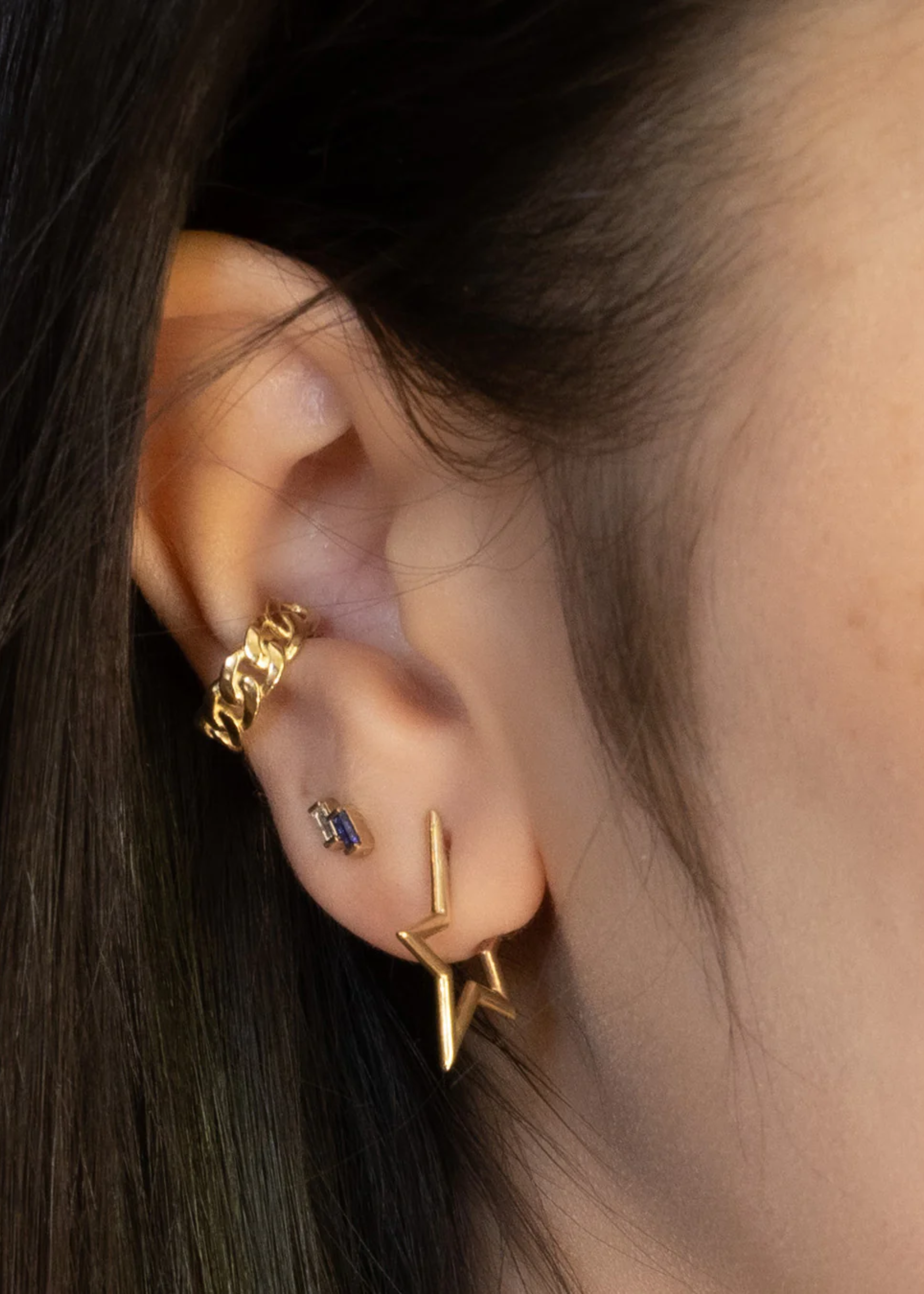 Stella earring, 14K yellow gold