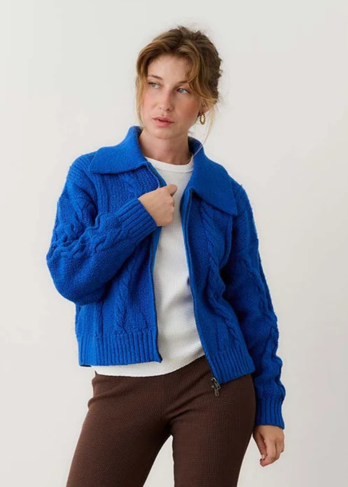 Grace zip cardigan, blue