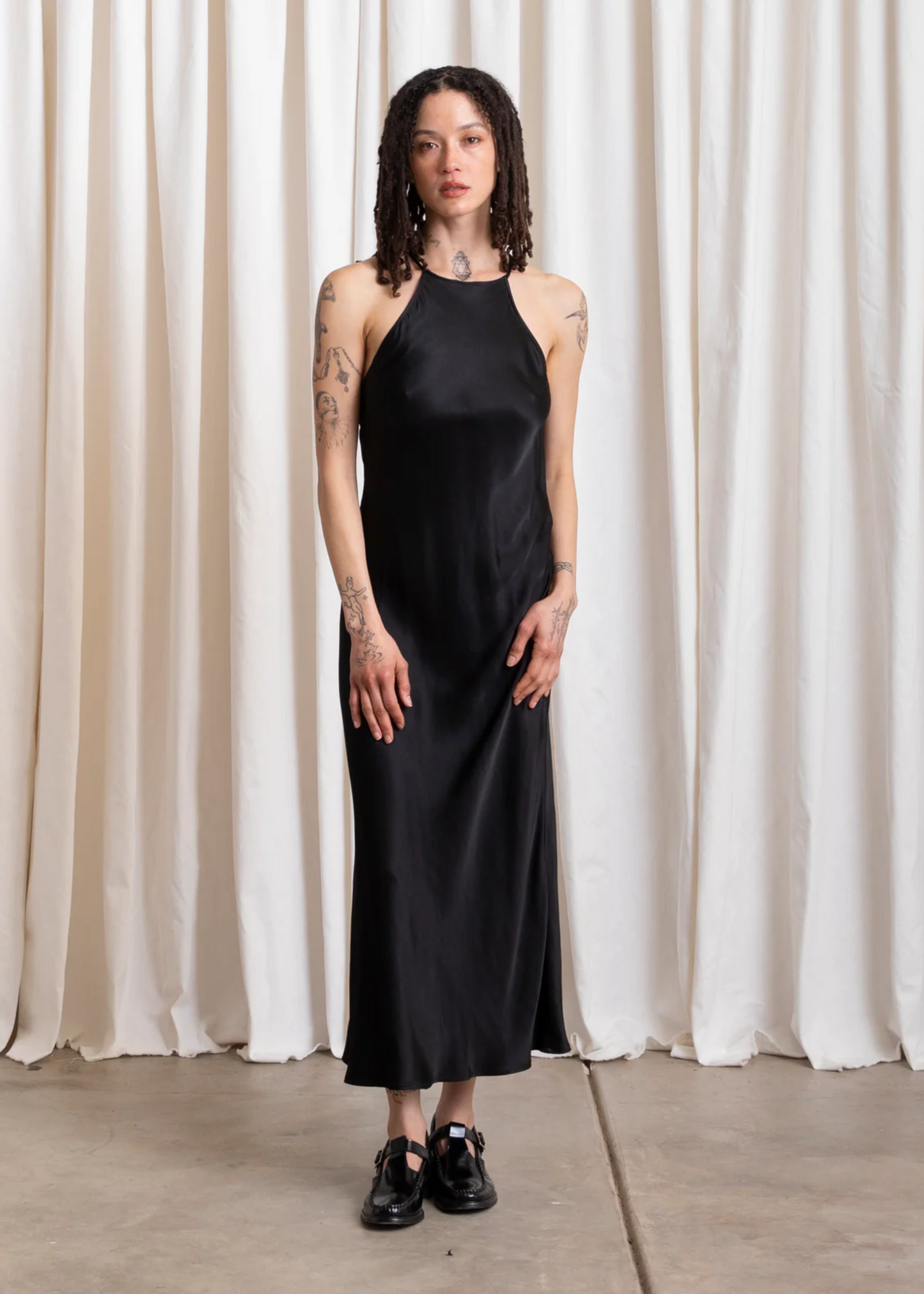 High neck bias dress