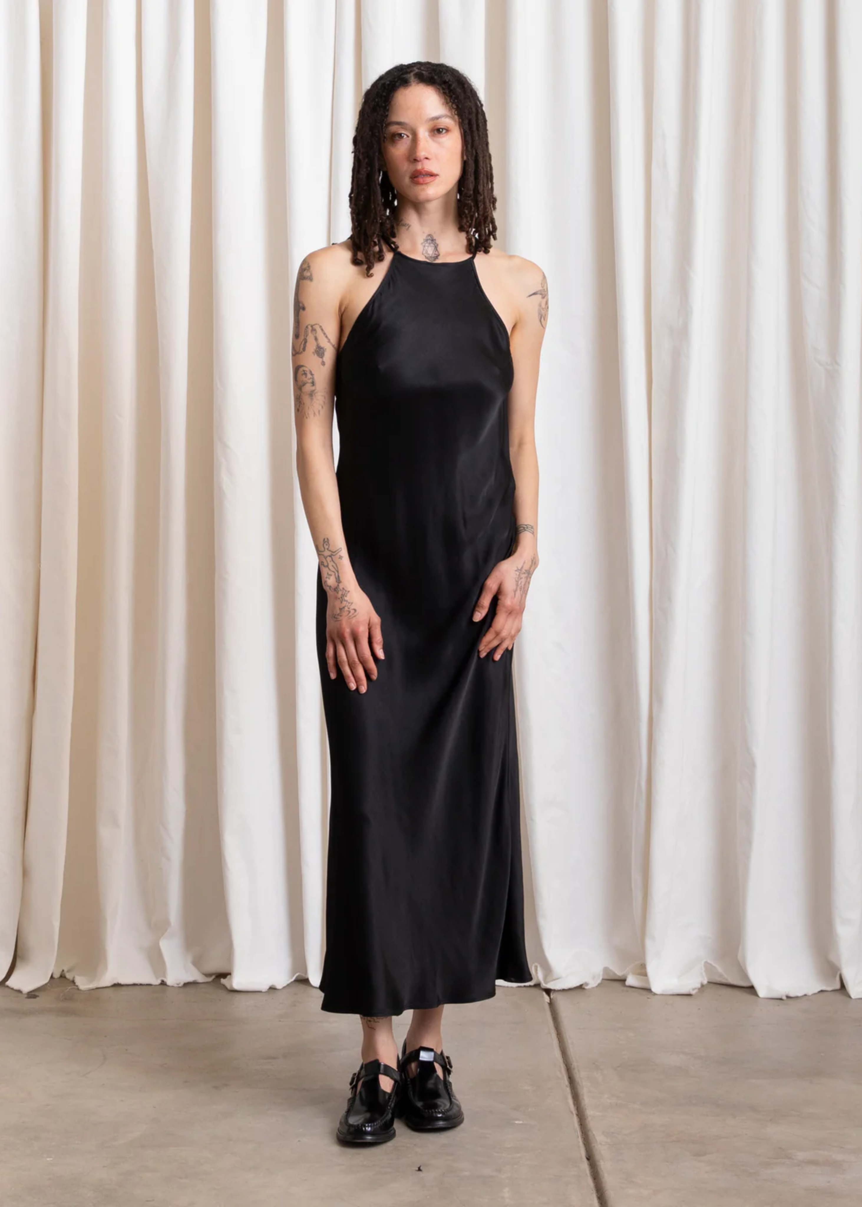 High neck bias dress