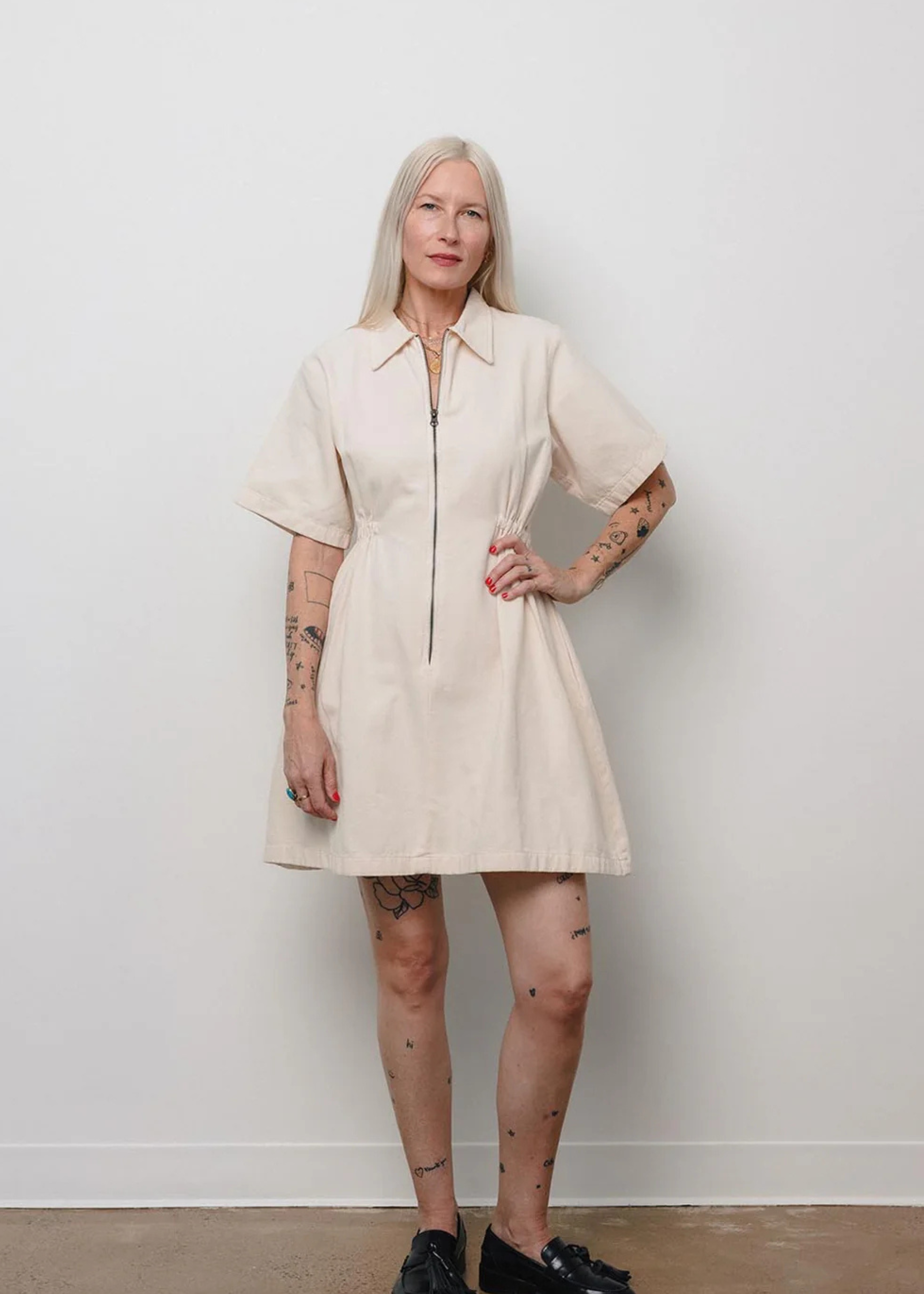 Utility dress, oatmilk