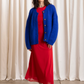 Merino crew neck cardigan, cobalt
