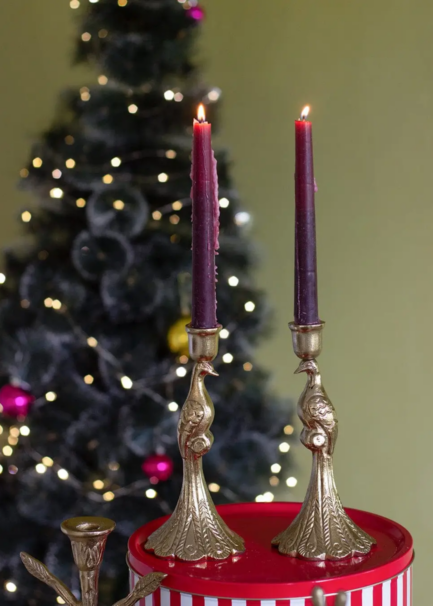 Peacock candle holder, set of 2