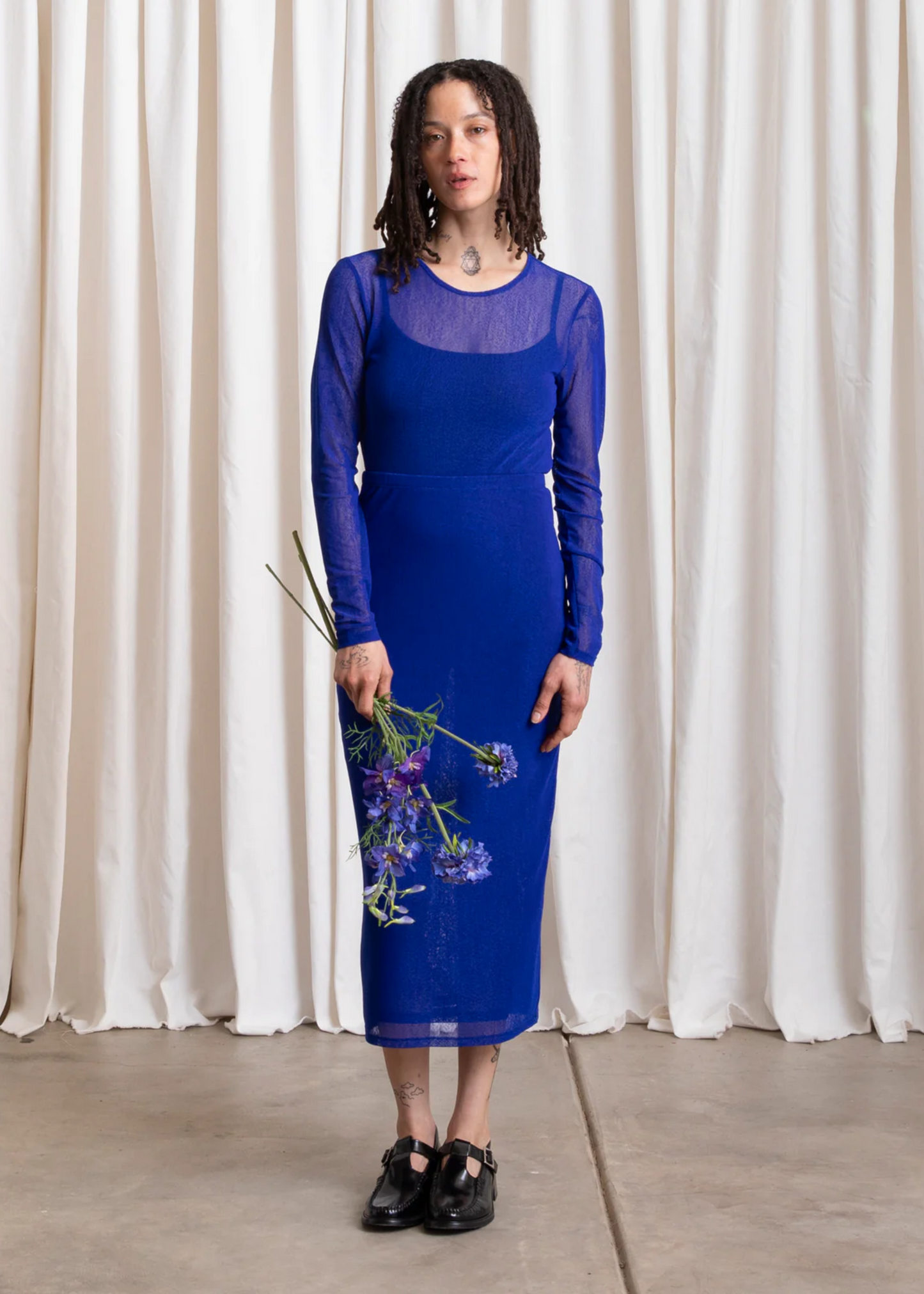 Mesh ls top, cobalt
