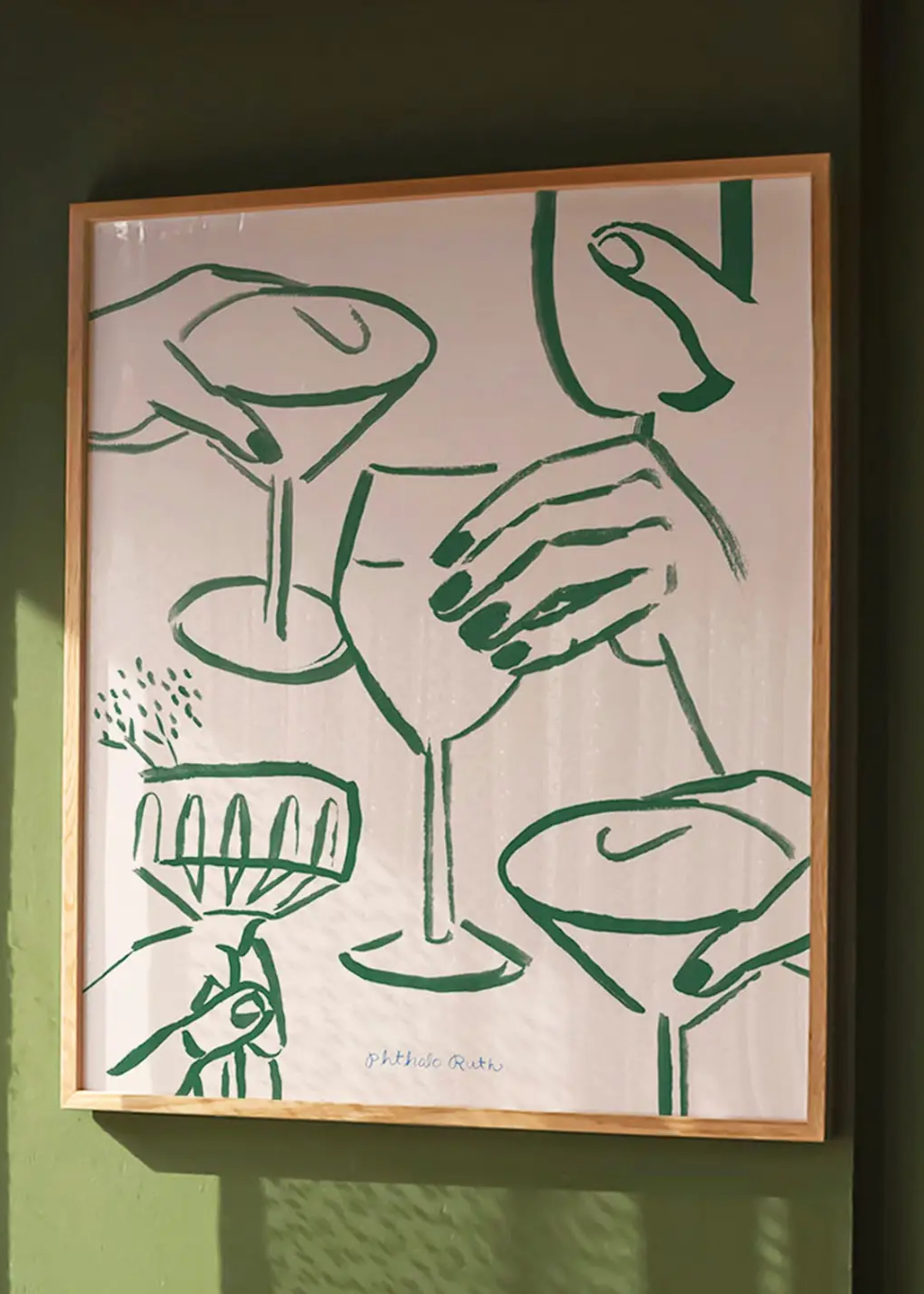 Cheers cocktail print, green
