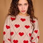Love sweater, beige/red