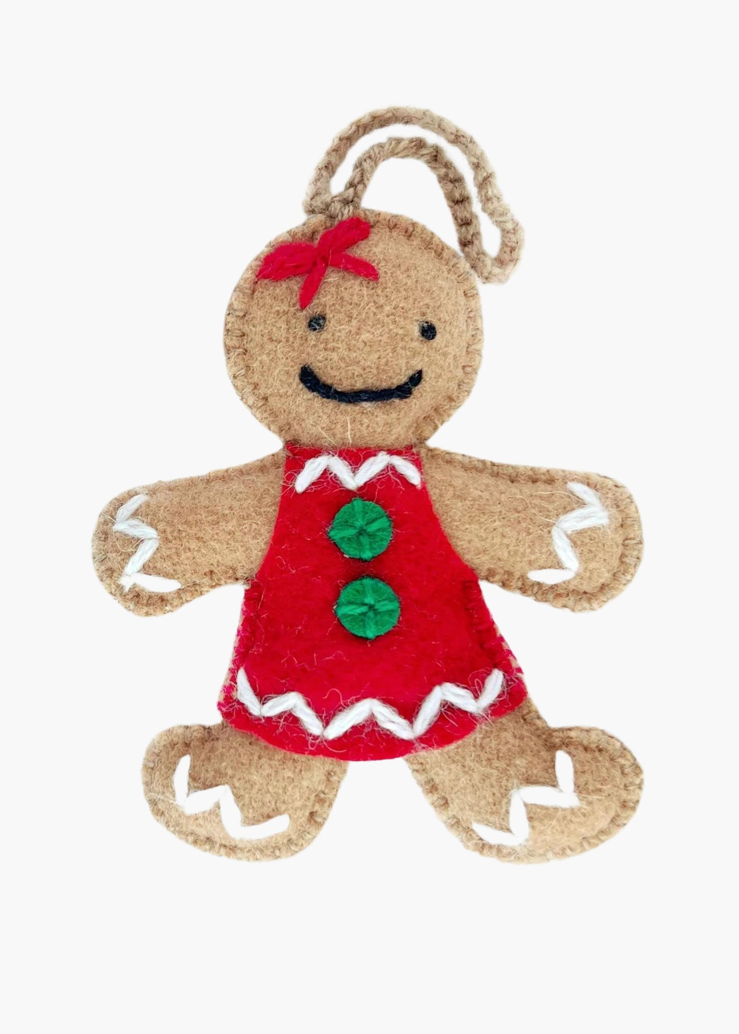 Gingerbread female wool ornament