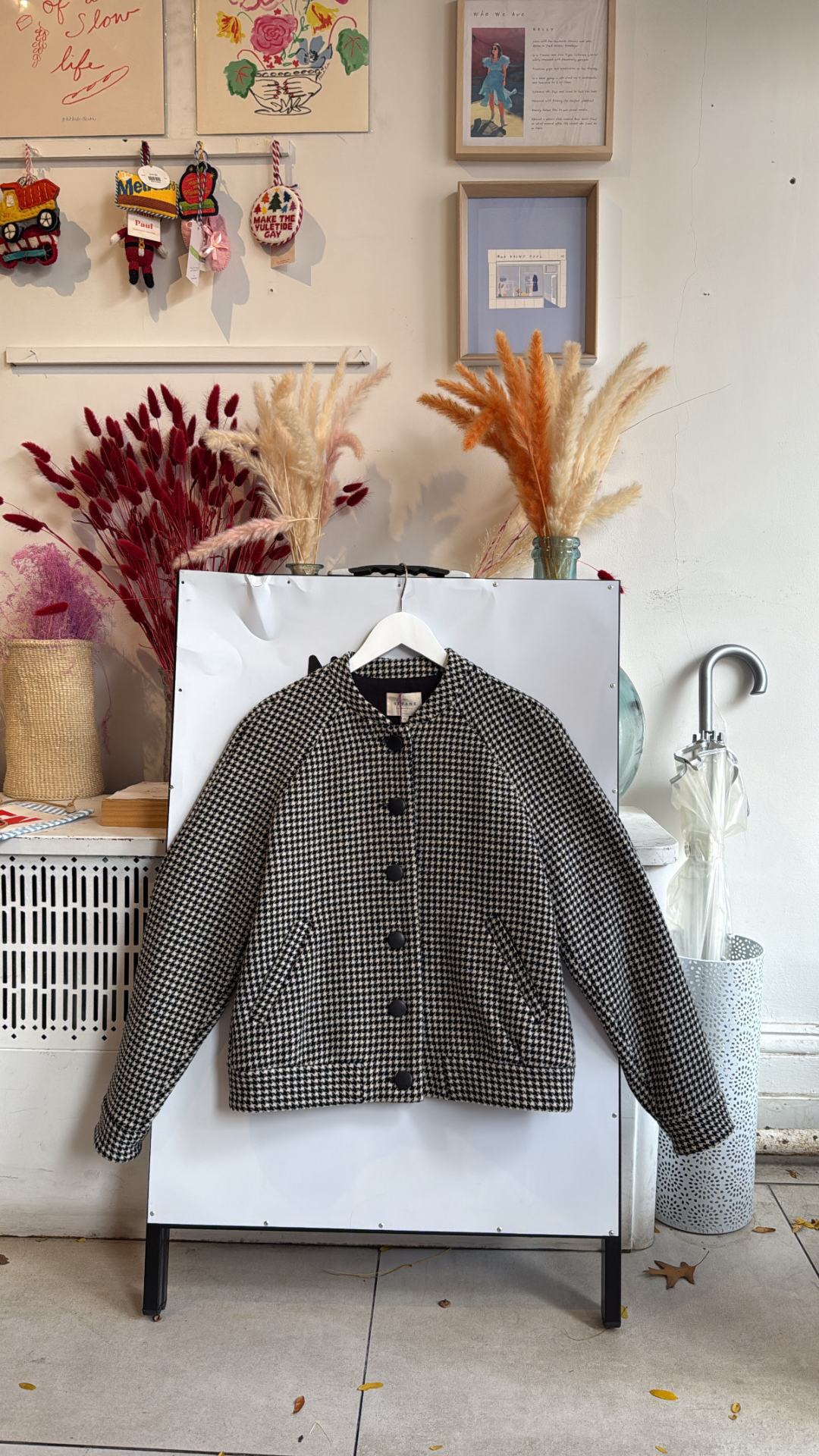 Sézane jacket, houndstooth