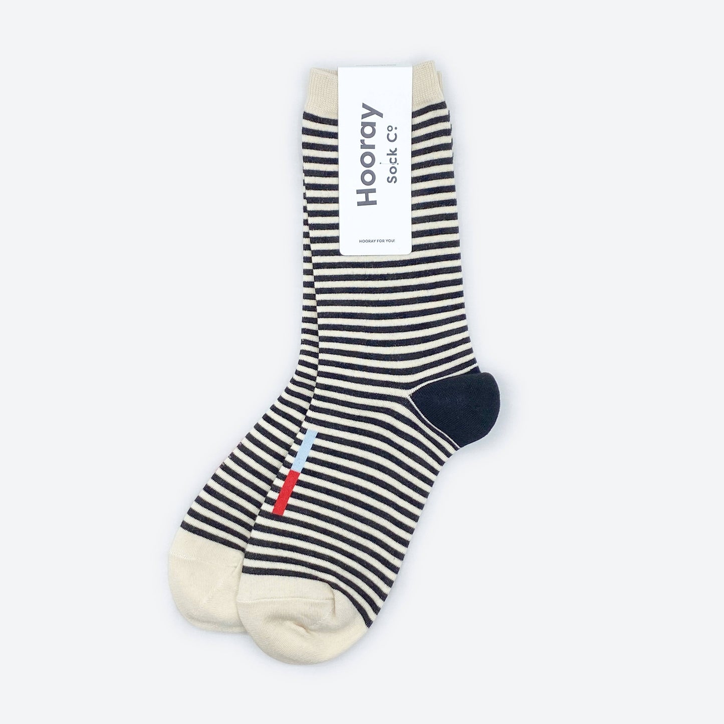 Cole Black and White Striped Crew Socks