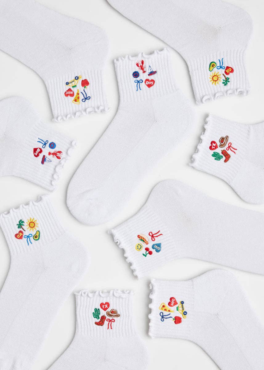 New York City icons ruffle sock