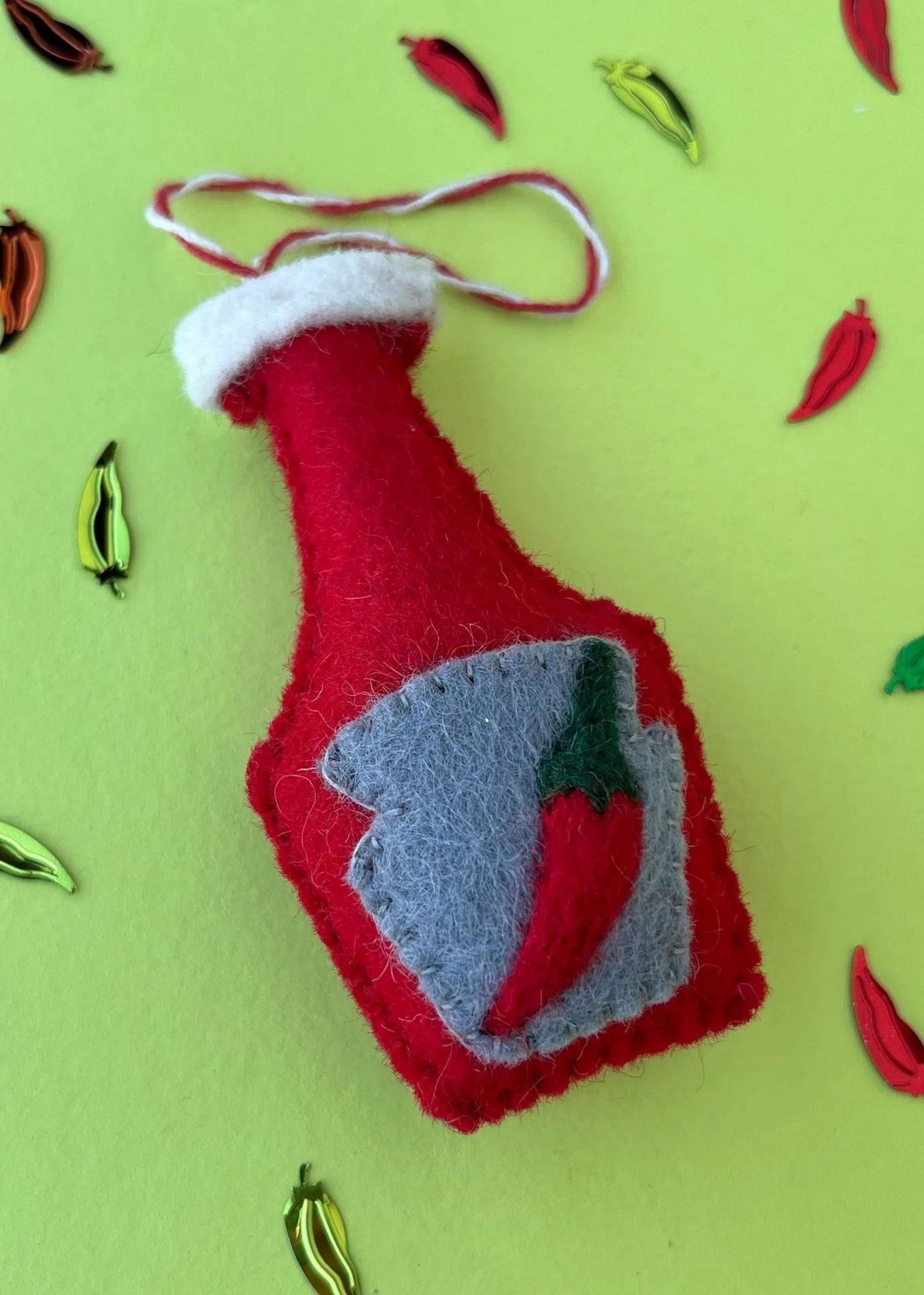 Hot sauce wool ornament