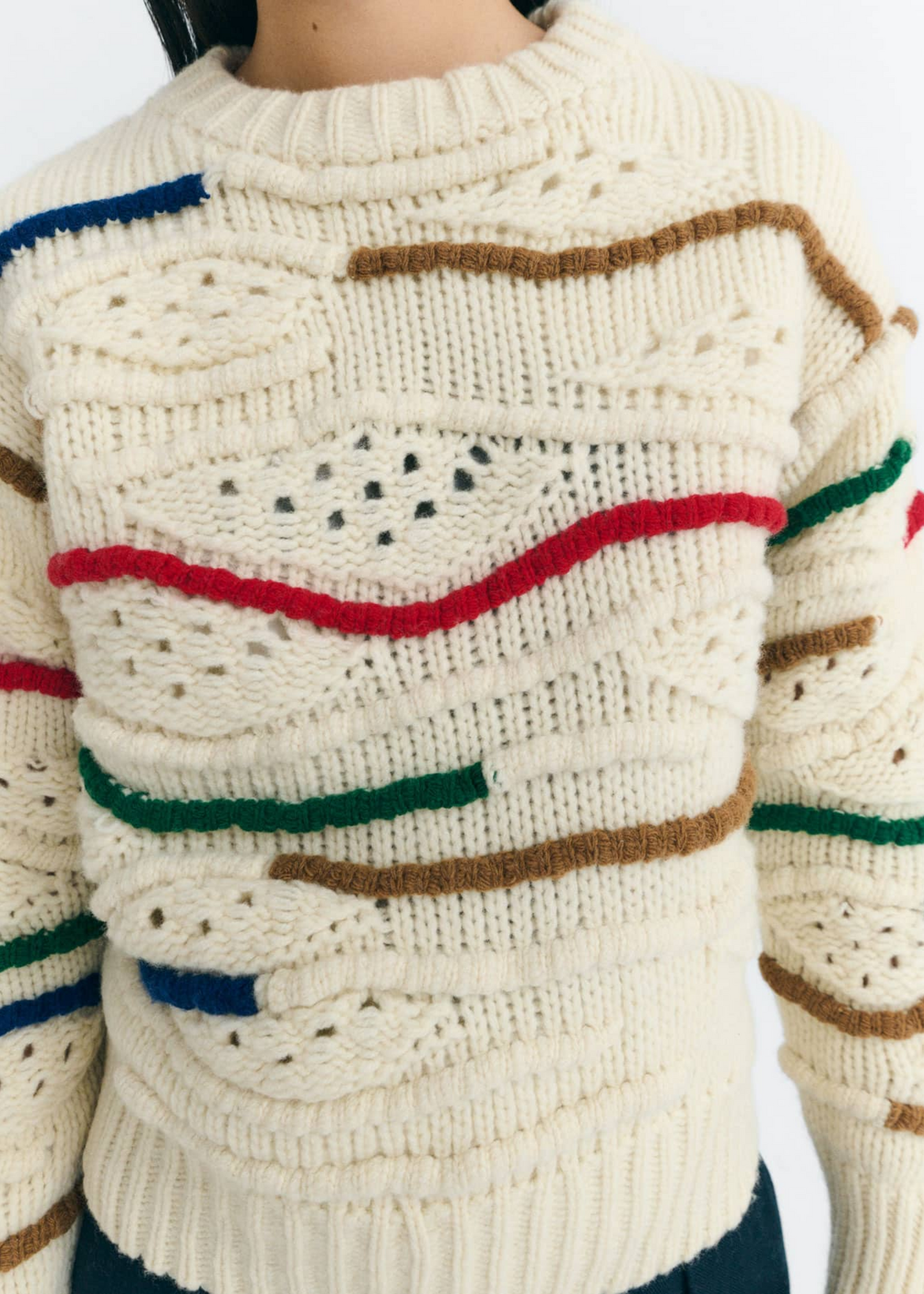 Macrame candela knitted sweater, multicolor