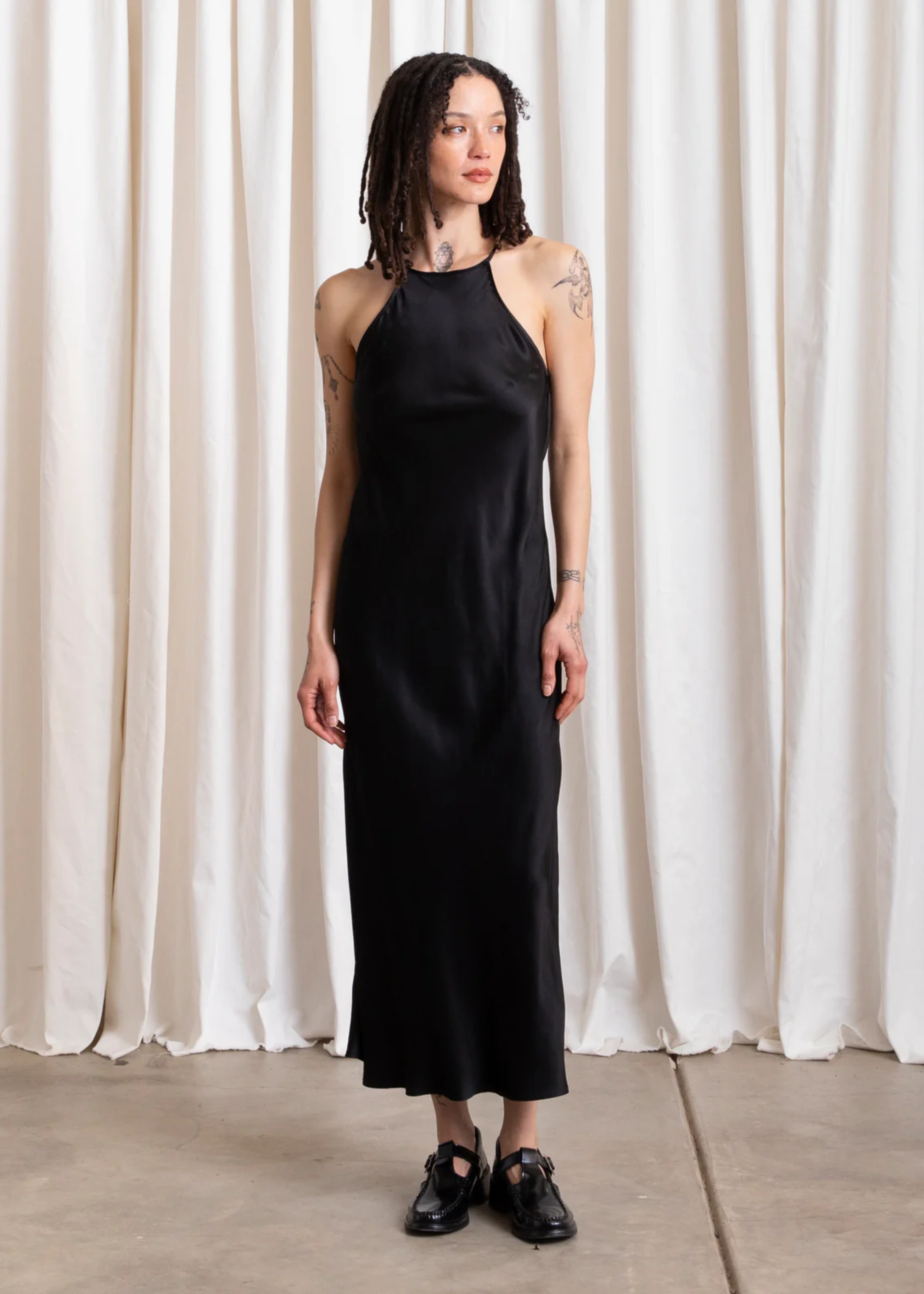 High neck bias dress