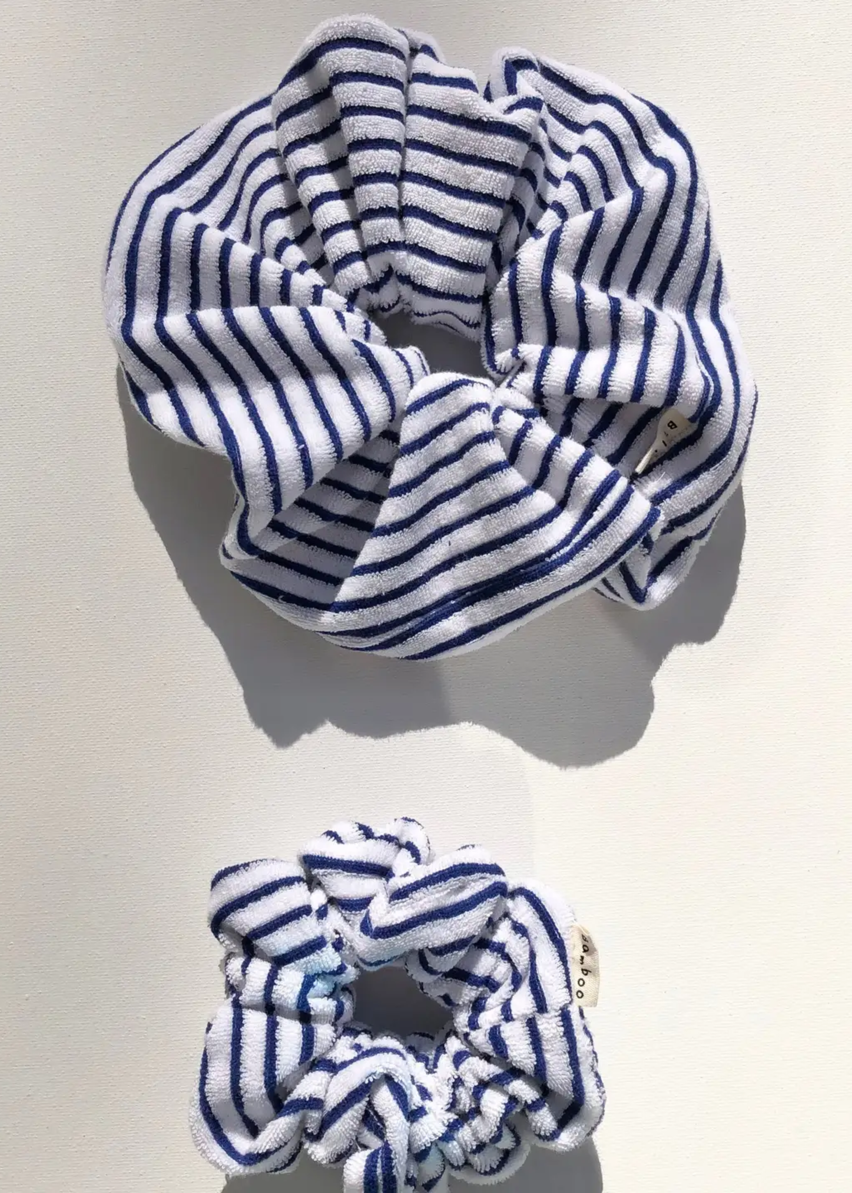 Nova Scotia toweling stripe scrunchy, blue