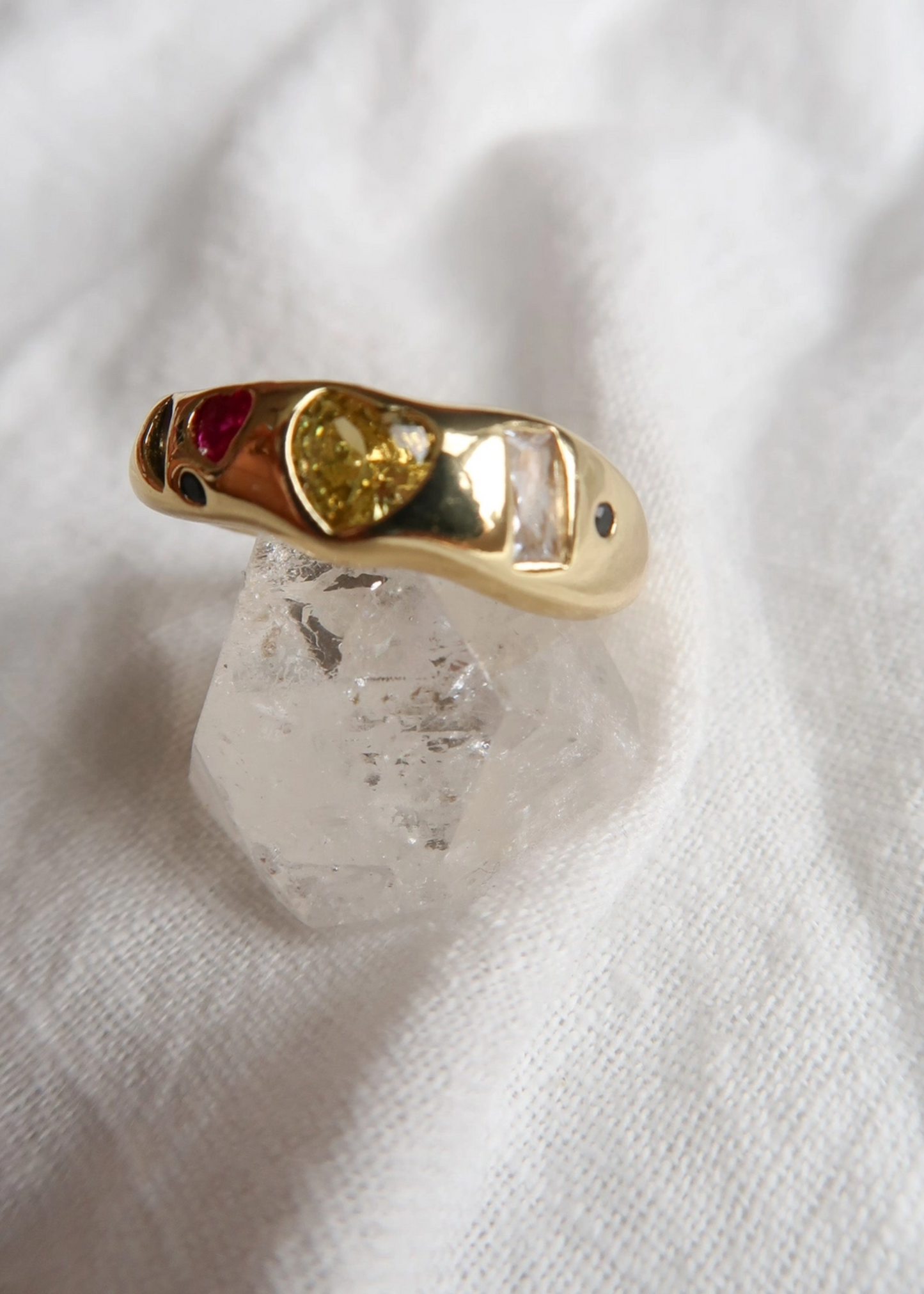 Sea glass mosaic ring
