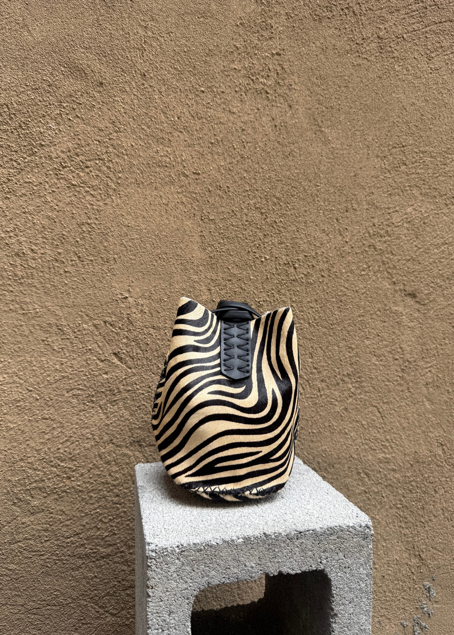 Navigli bag, beige zebra calfskin