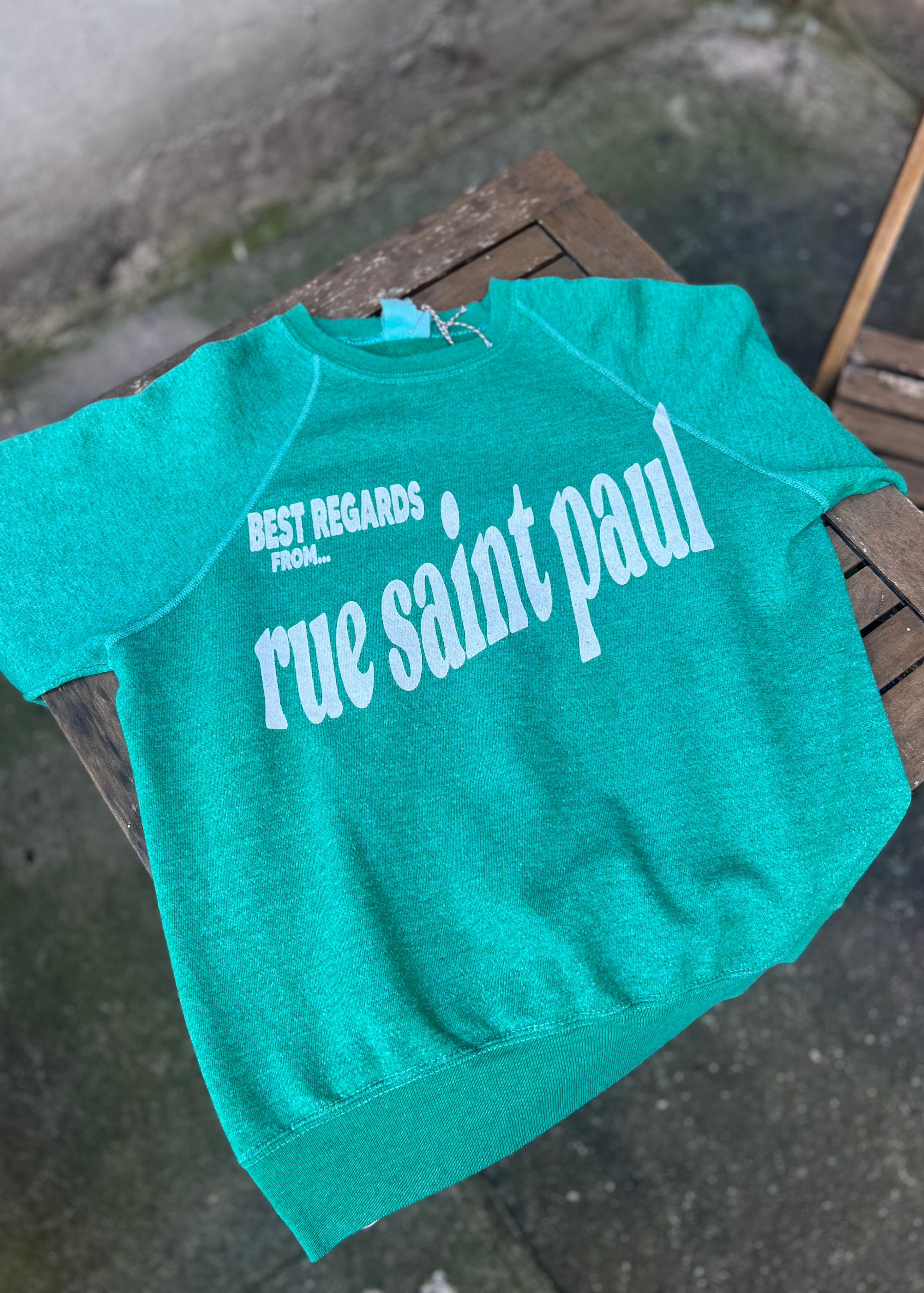 Neighborhood postcard upcycled sweatshirt, RSP