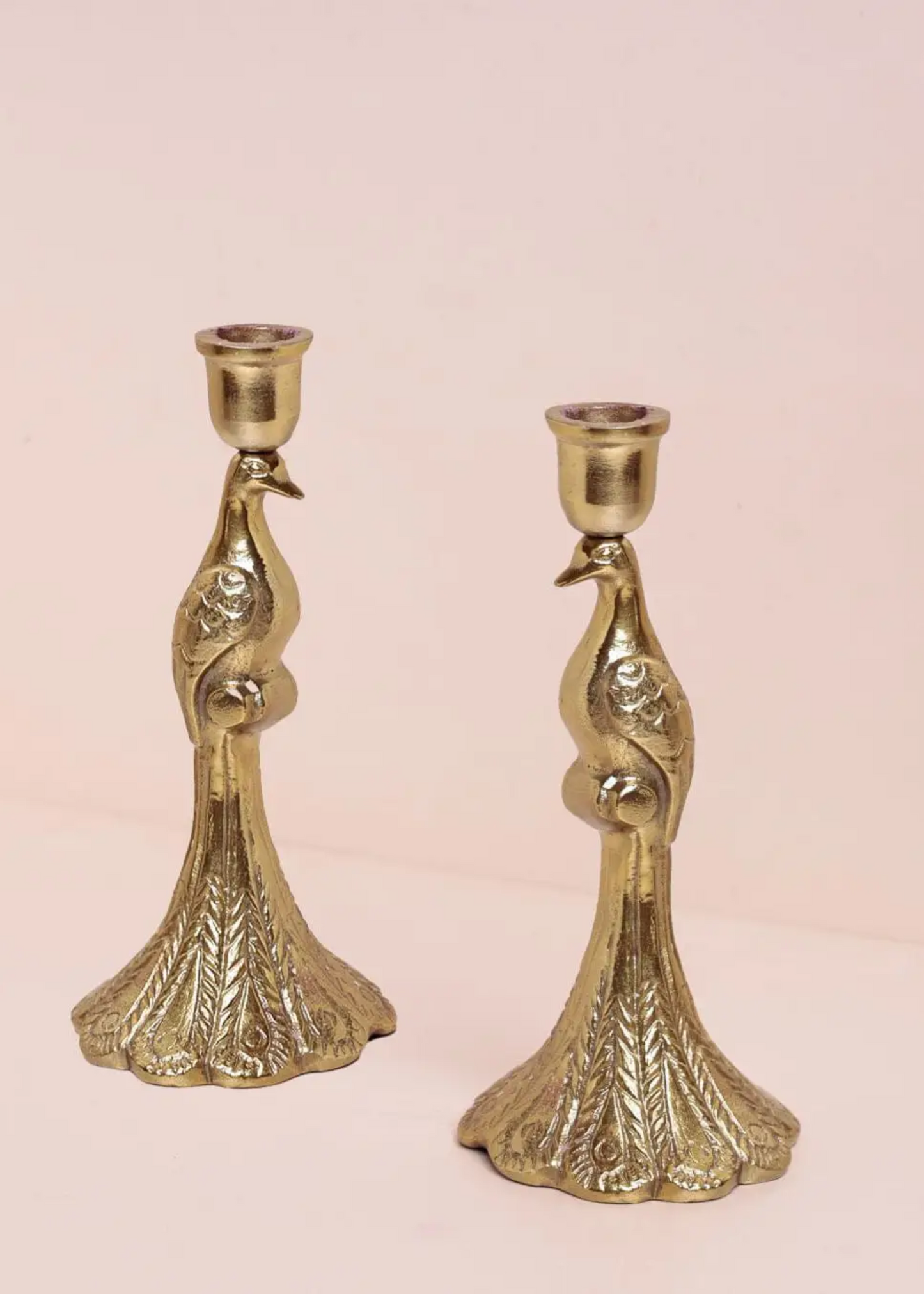 Peacock candle holder, set of 2