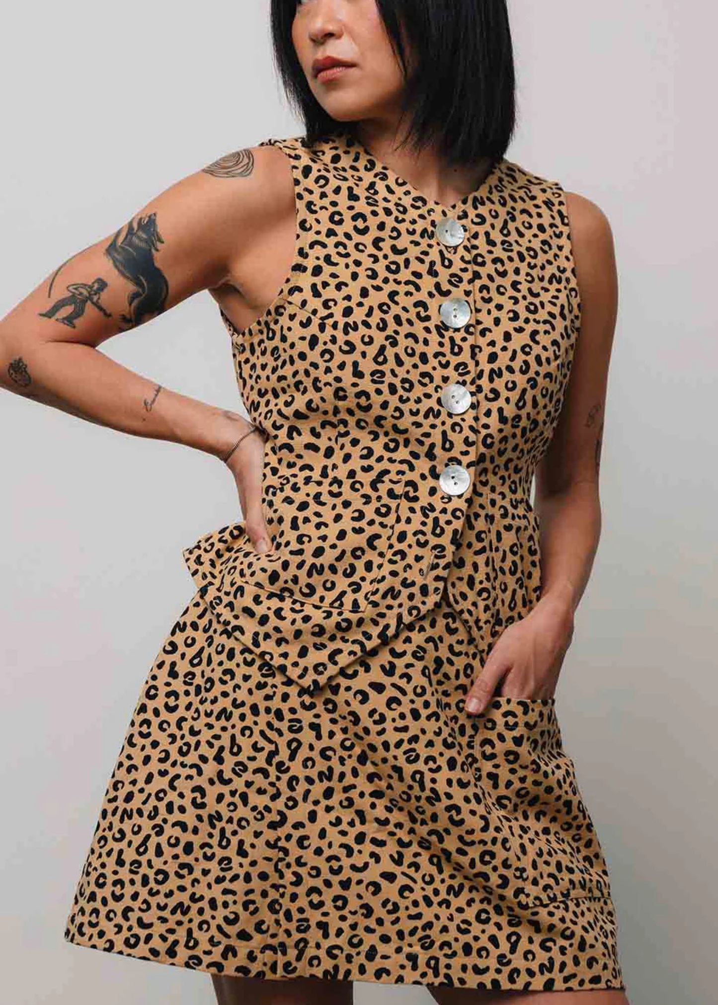Shell skort, leopard