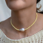 Gemma pearl necklace, butter
