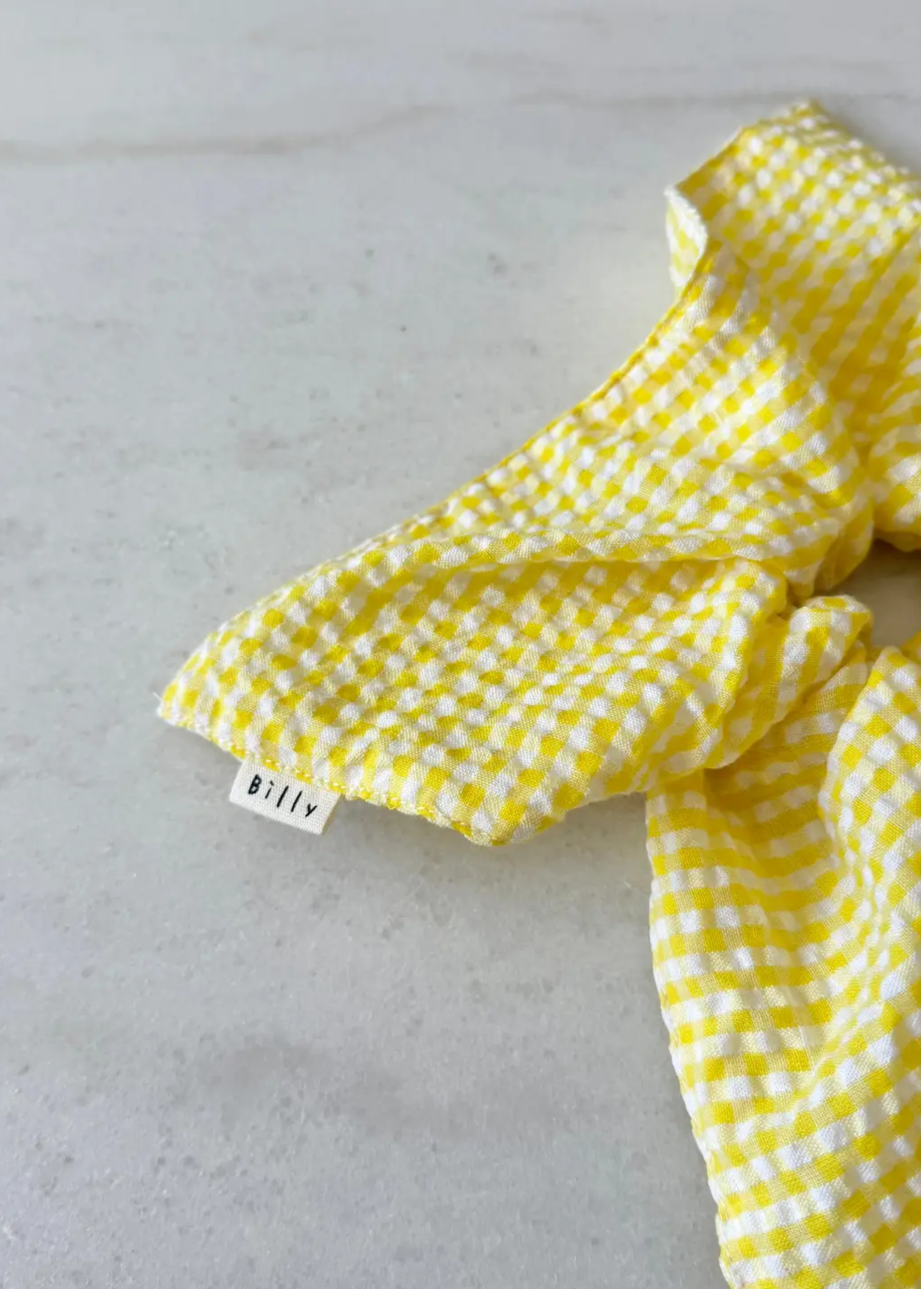 Mini gingham diamond scrunchy, yellow
