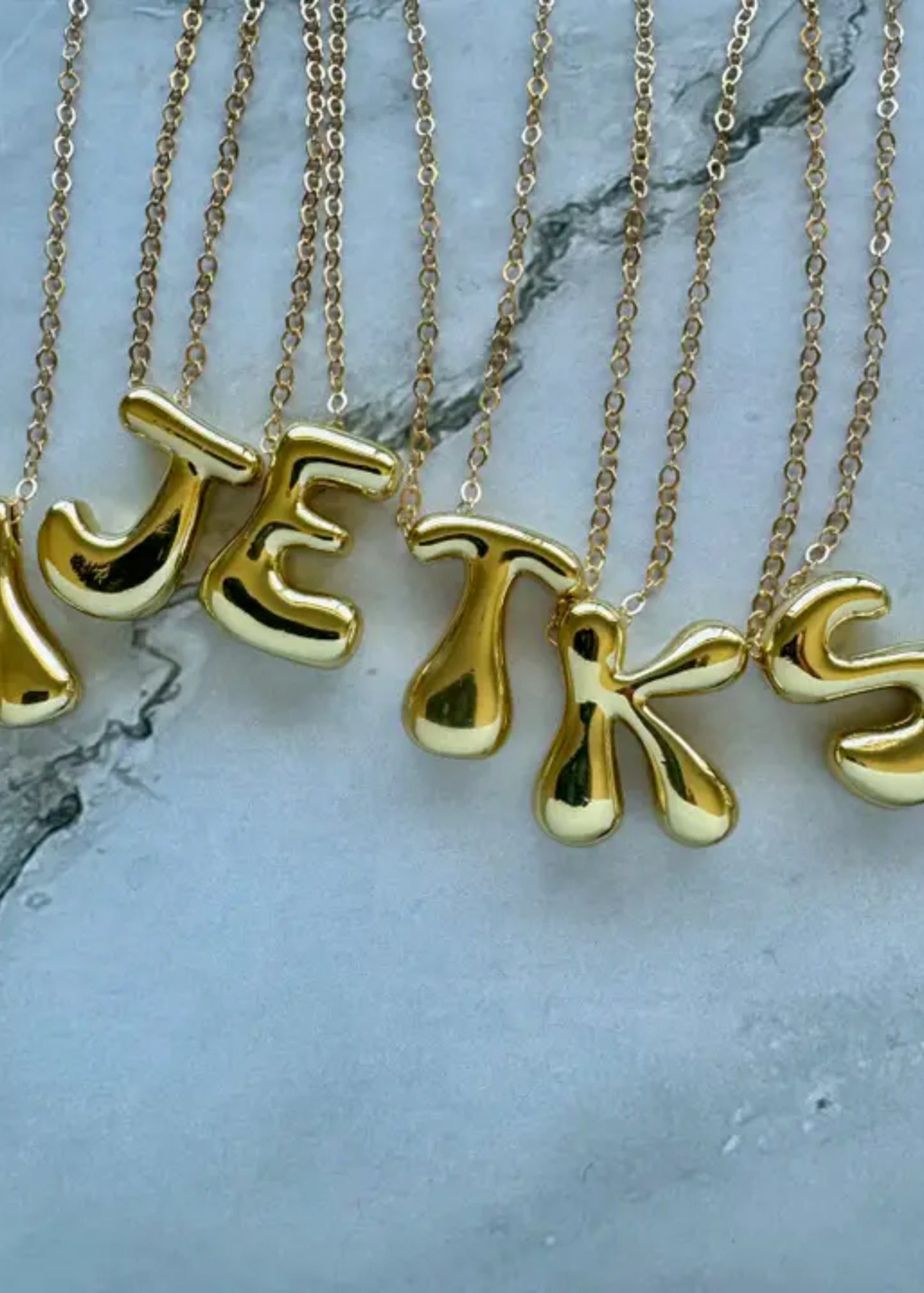 Bubble wavy letter necklace