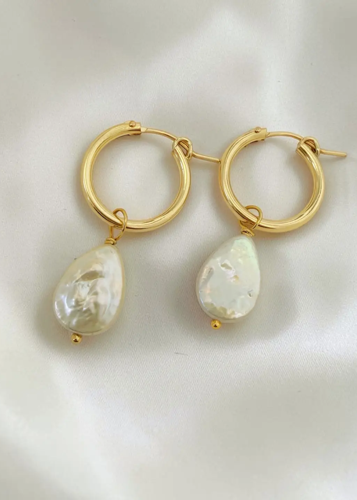 Cove pearl charm hoops
