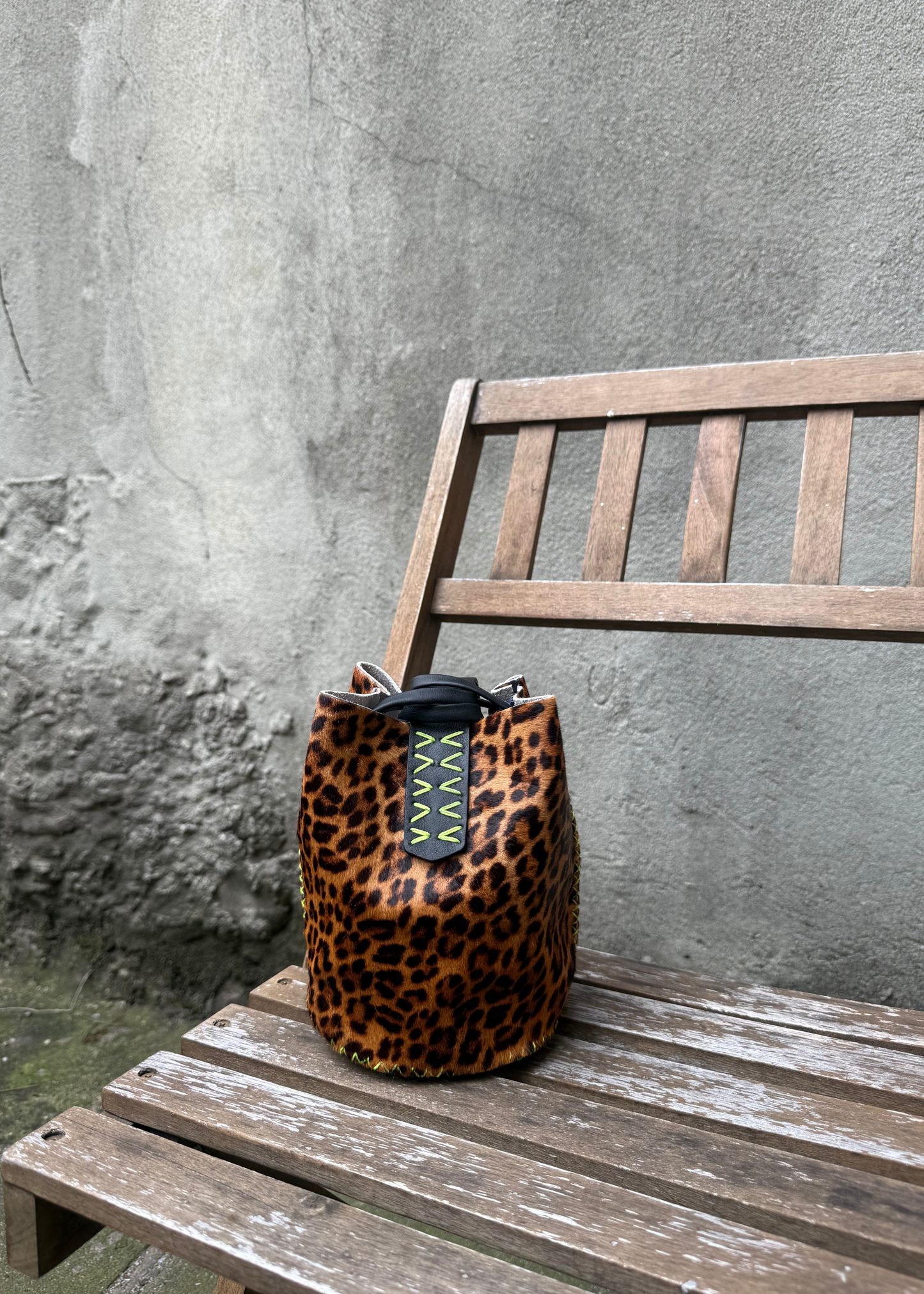 Navigli bag, dark cheetah calfskin