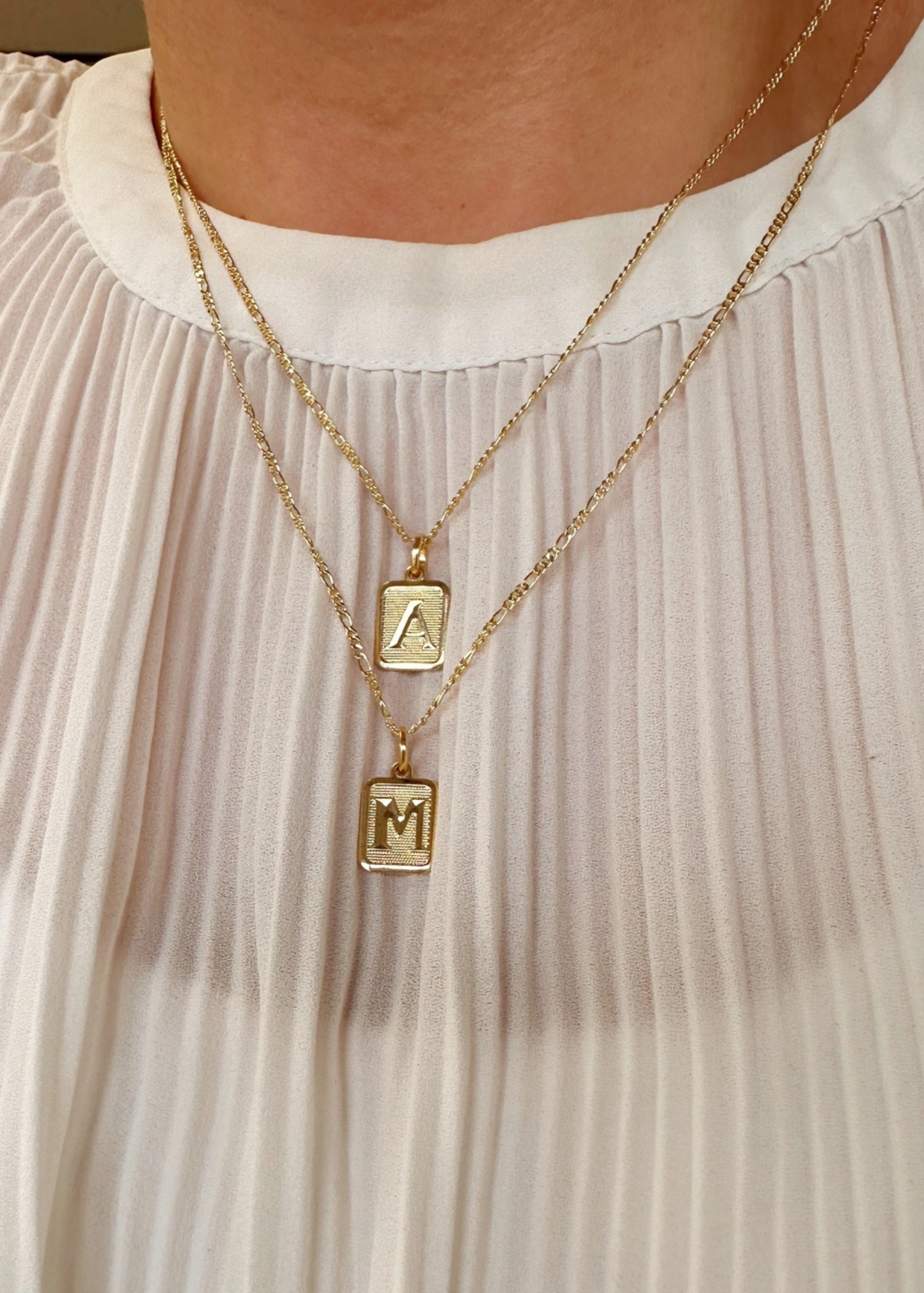Textured initial plate pendant