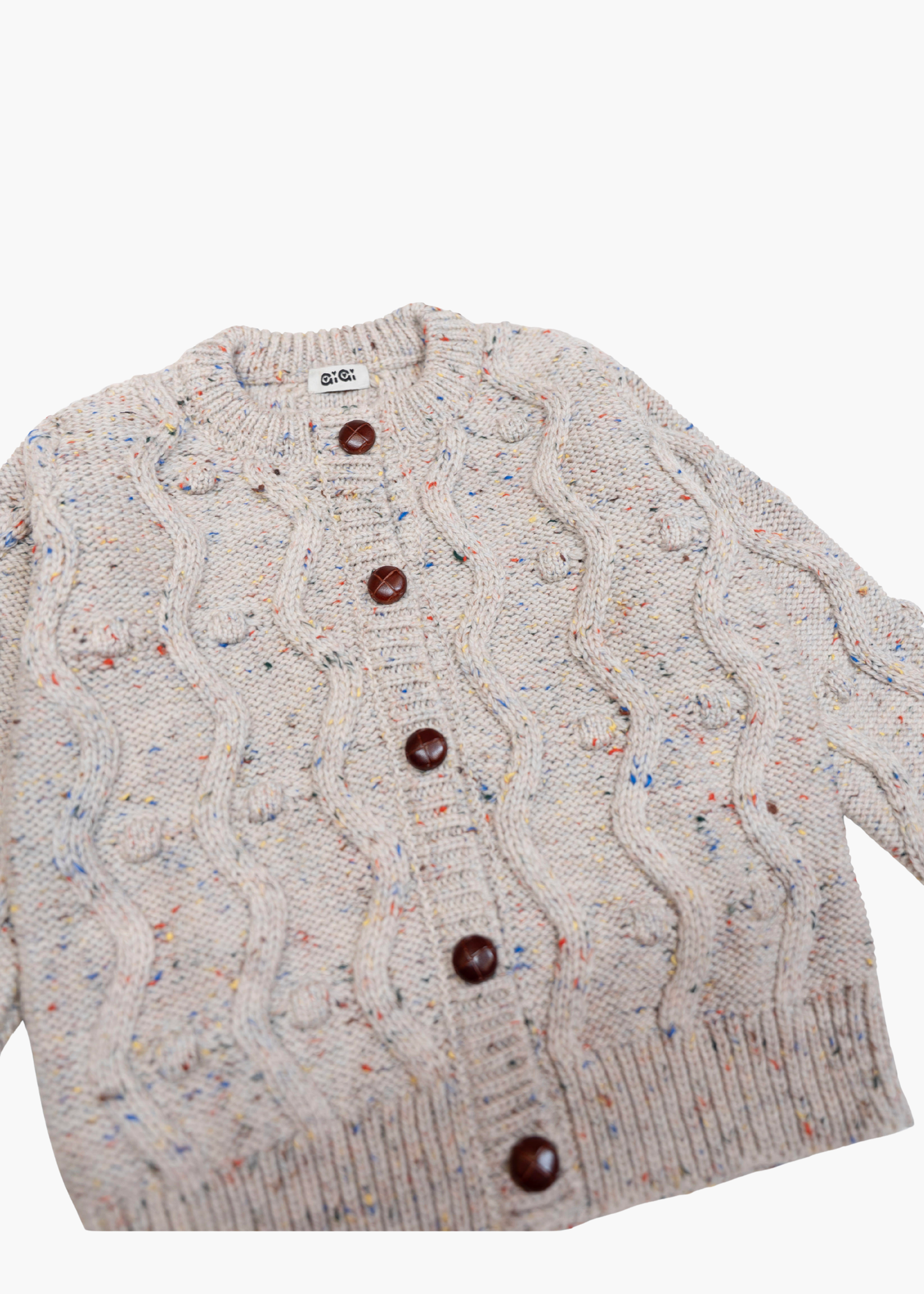 Kids bubble cardigan, natural speckle