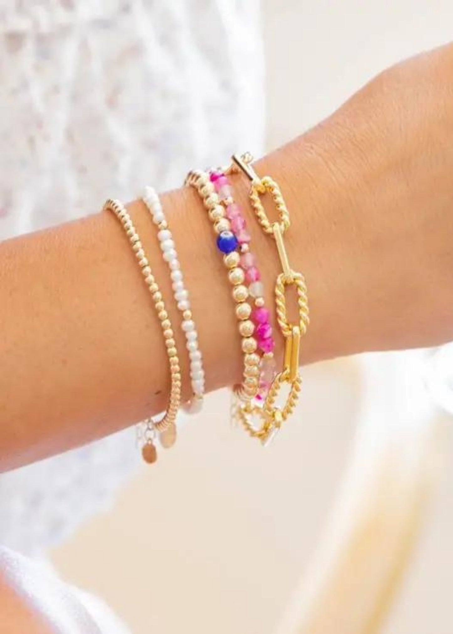 Shield evil eye stretch bracelet