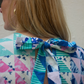Lara dress, blue and green geo