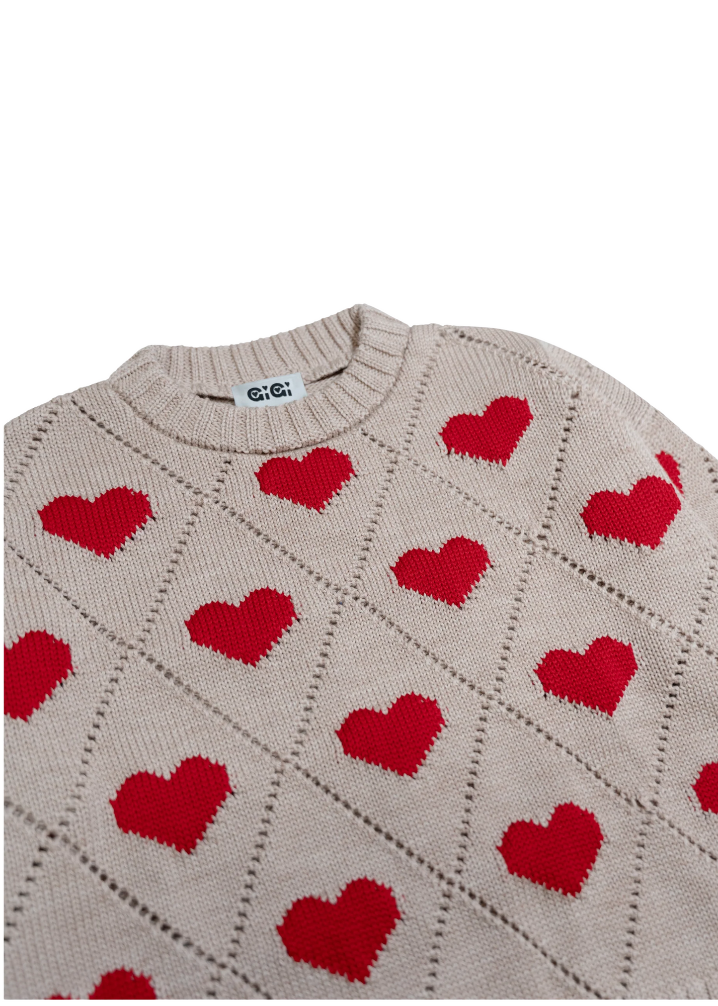 Love sweater, beige/red