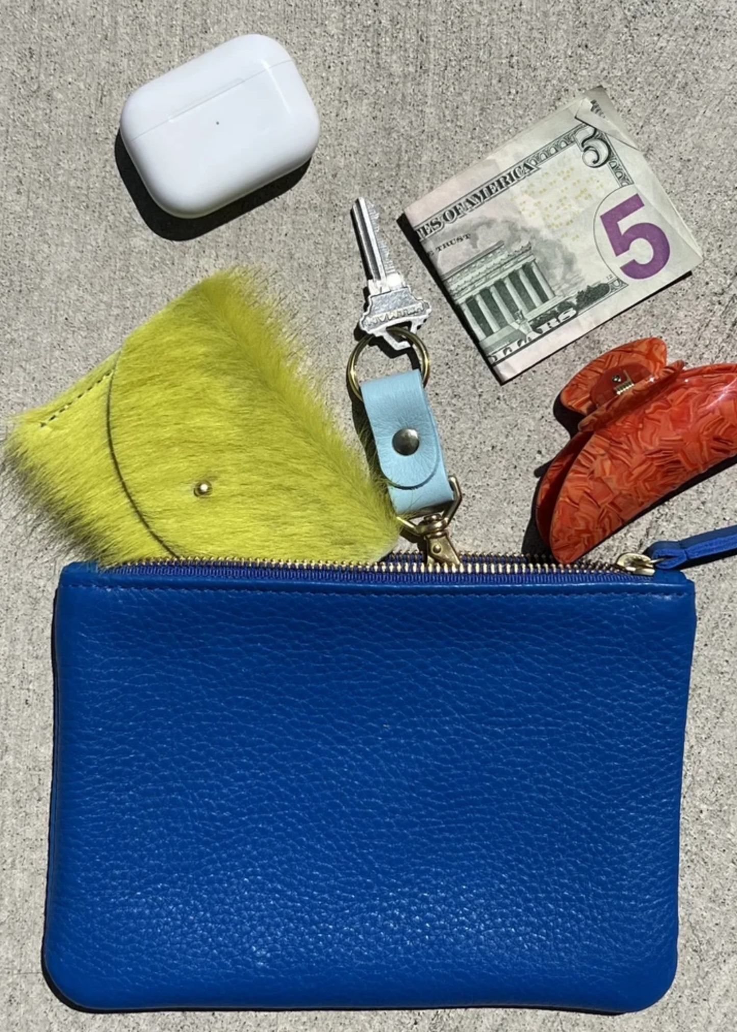 Zipper pouch, sorbet leather