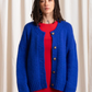 Merino crew neck cardigan, cobalt
