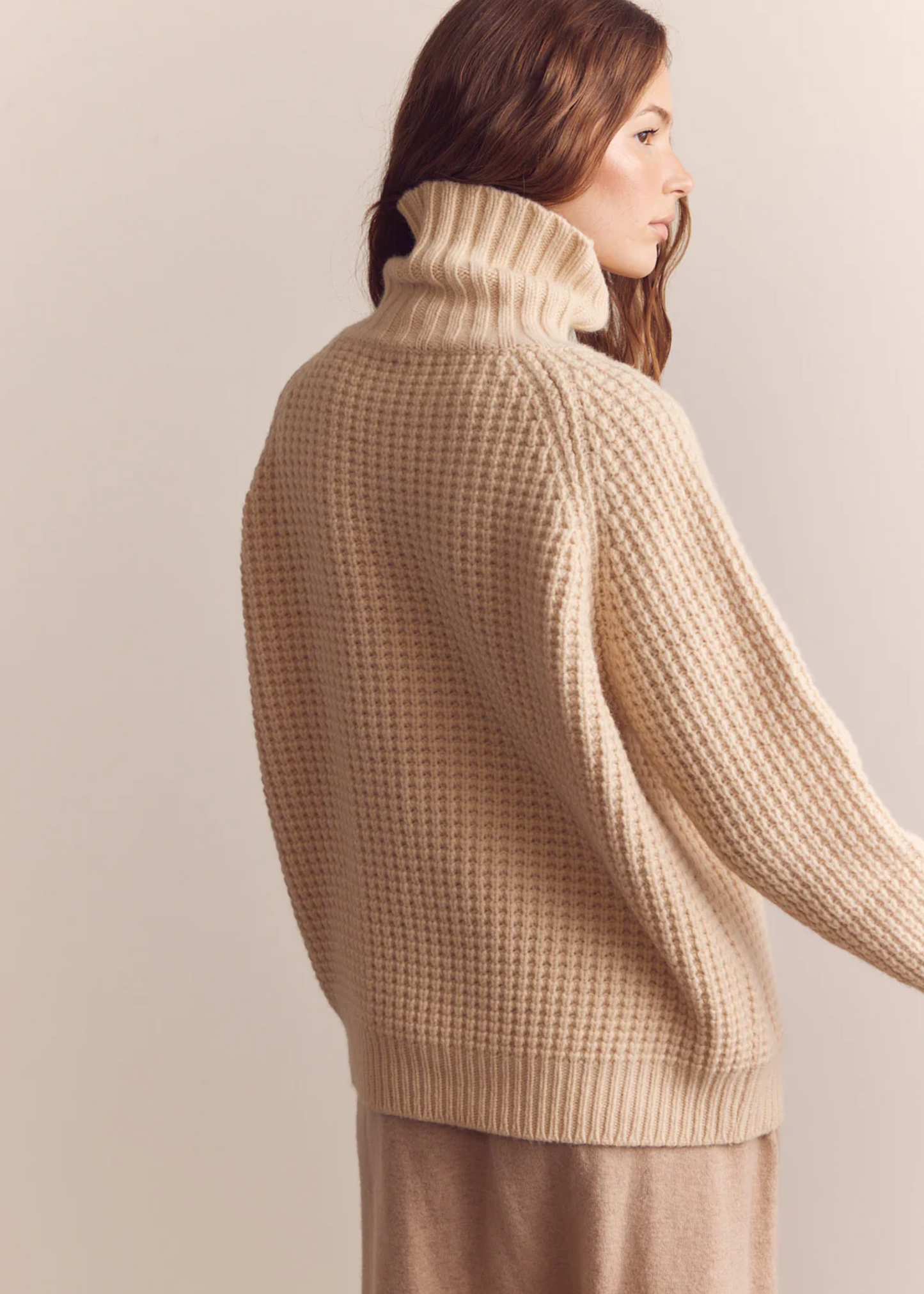 Wool turtleneck waffle sweater