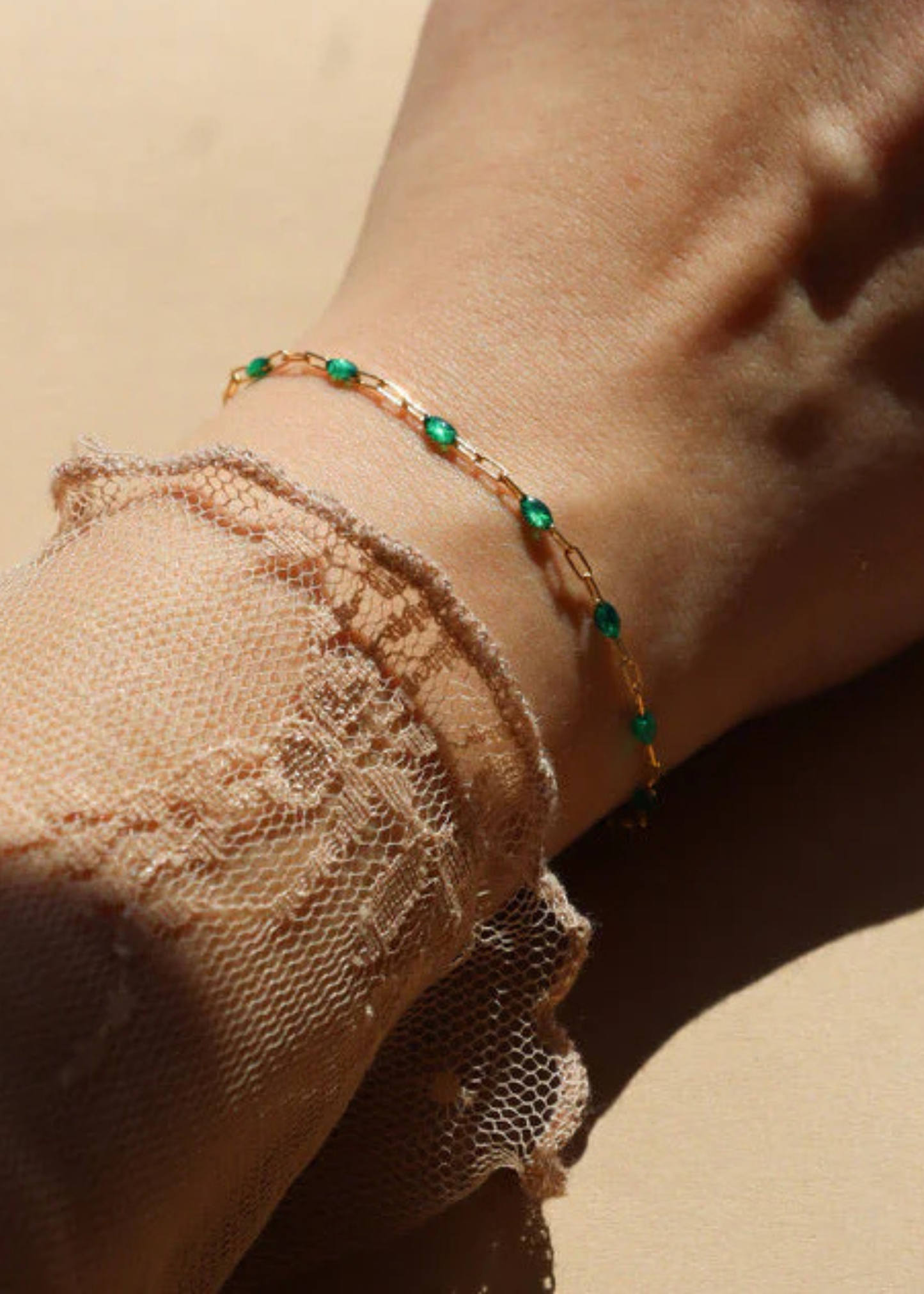 Emerald gemlink bracelet