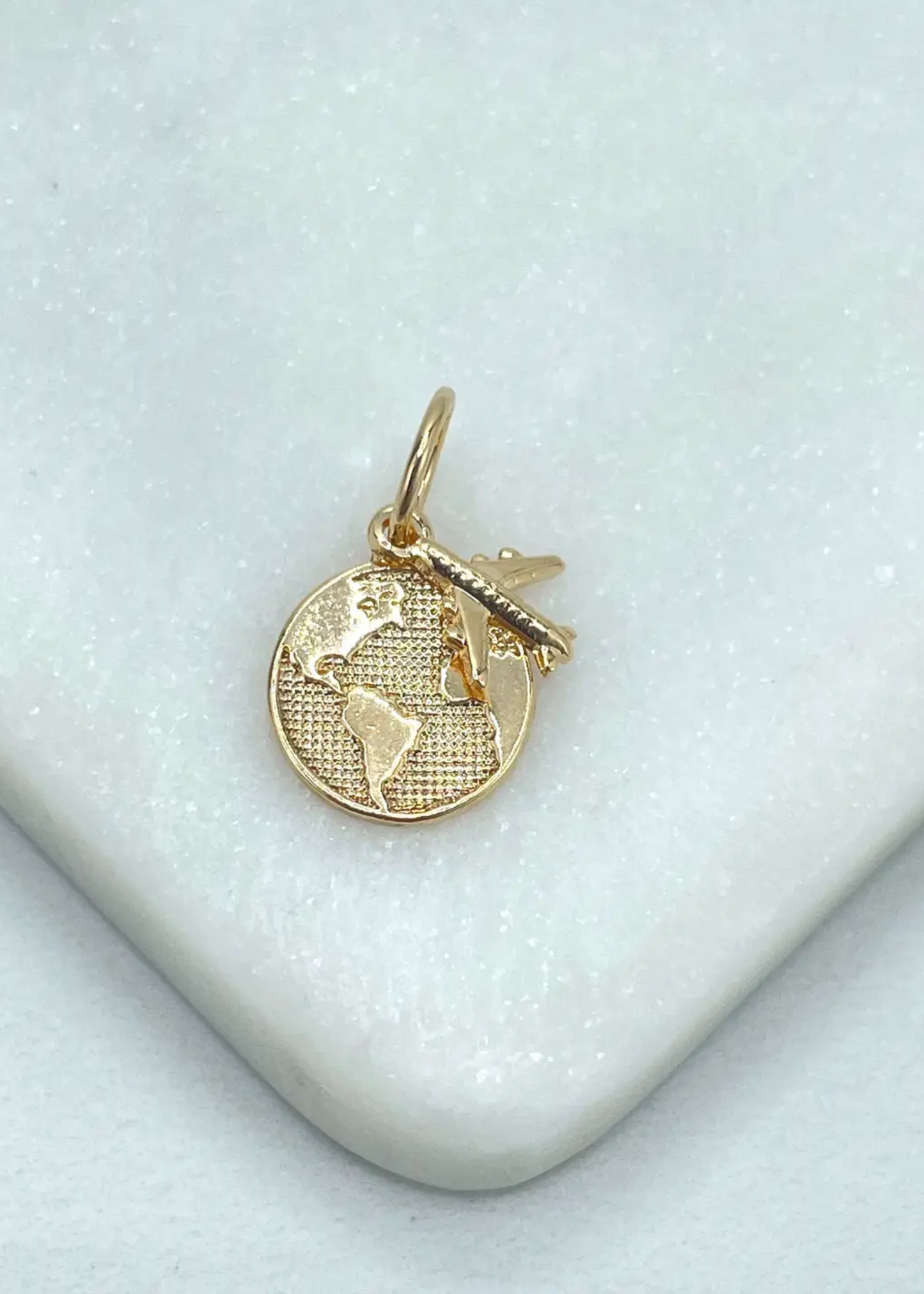 Airplane & Earth globe charm