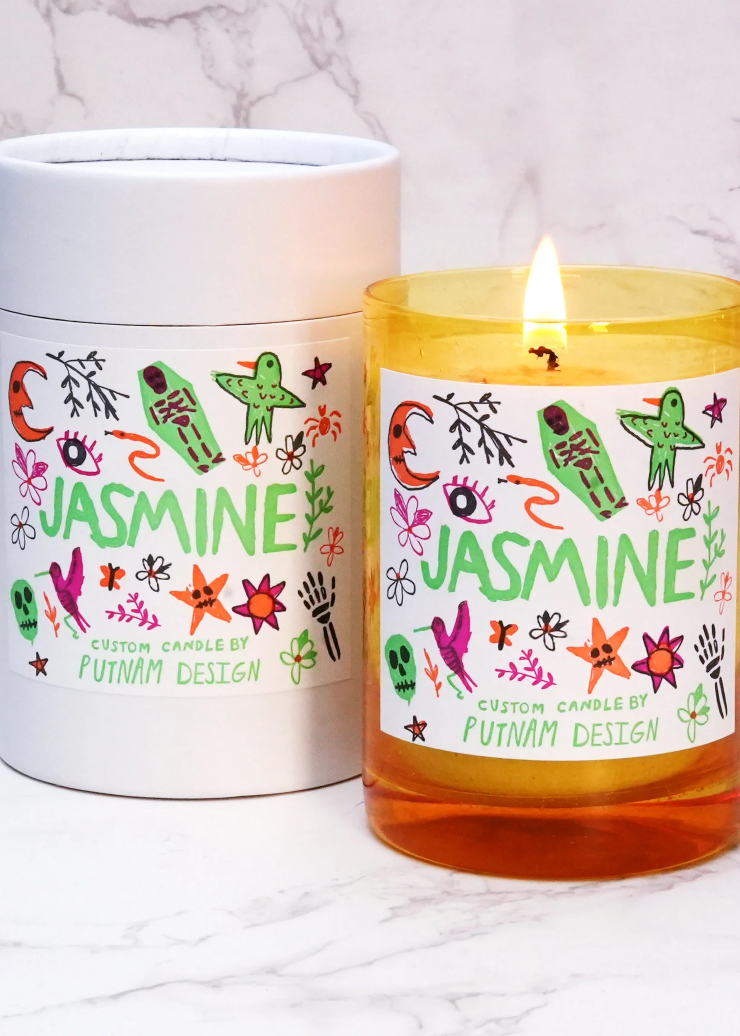 Jasmine wooden wick candle