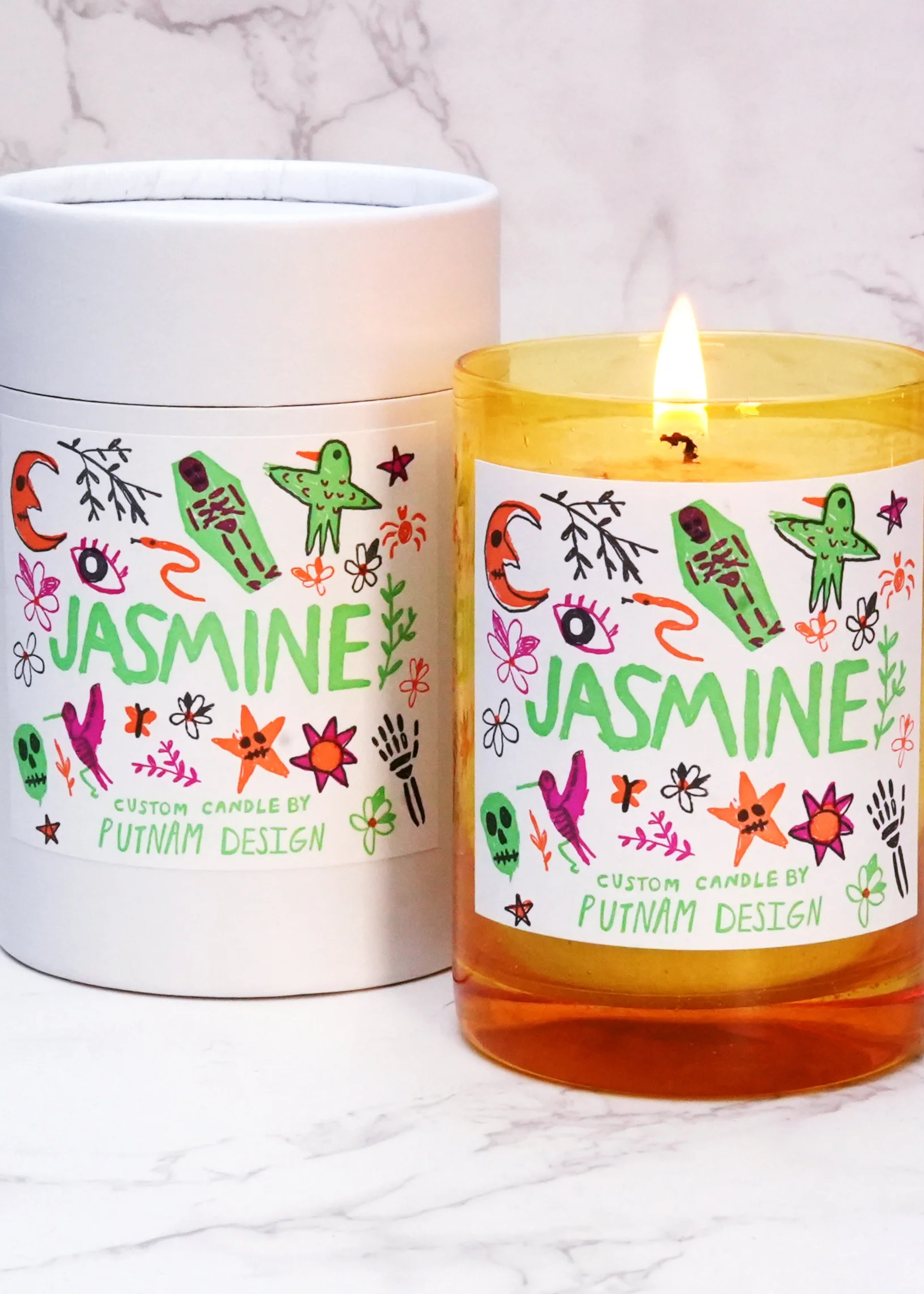 Jasmine wooden wick candle