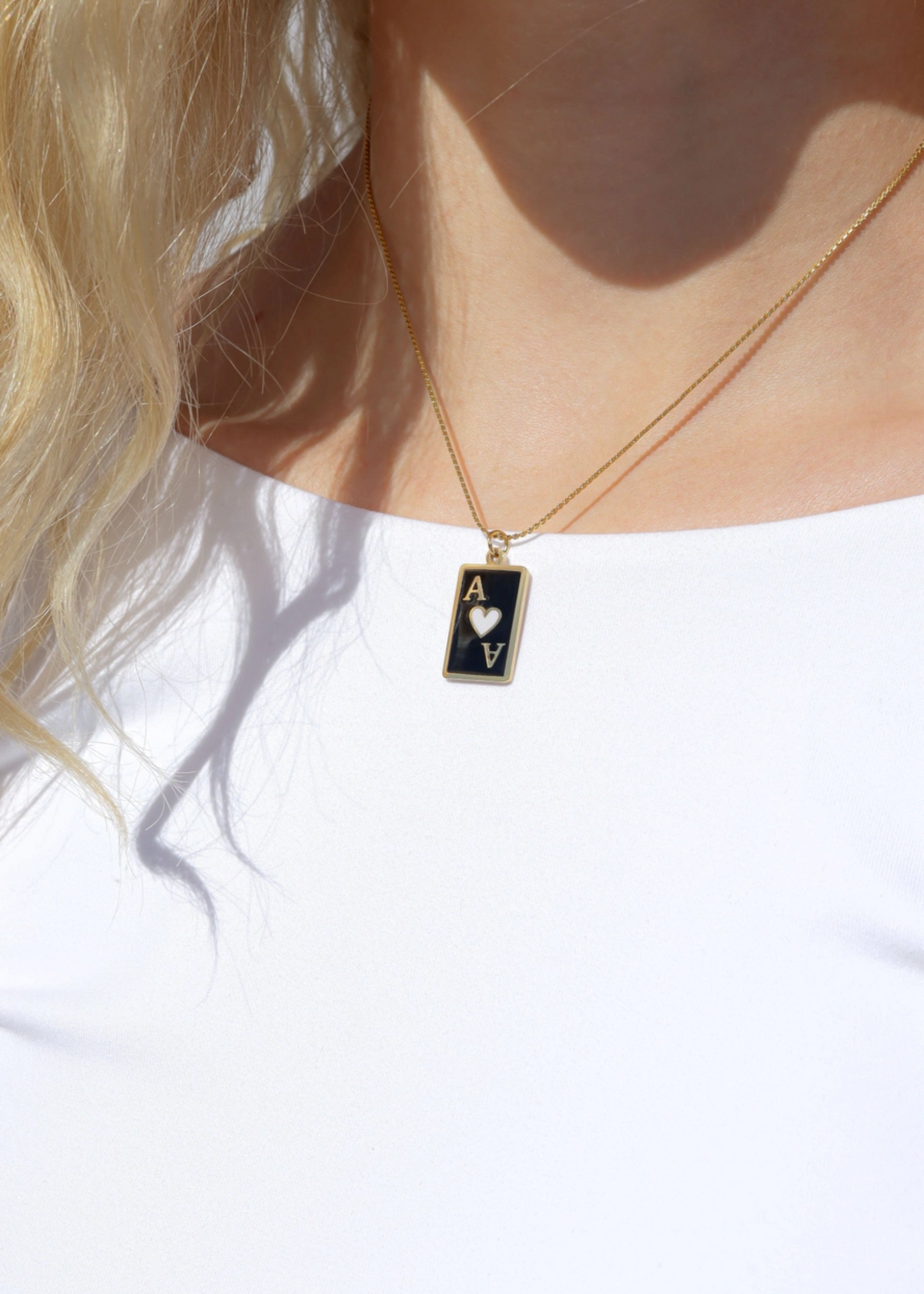 Ace of hearts playing card pendant