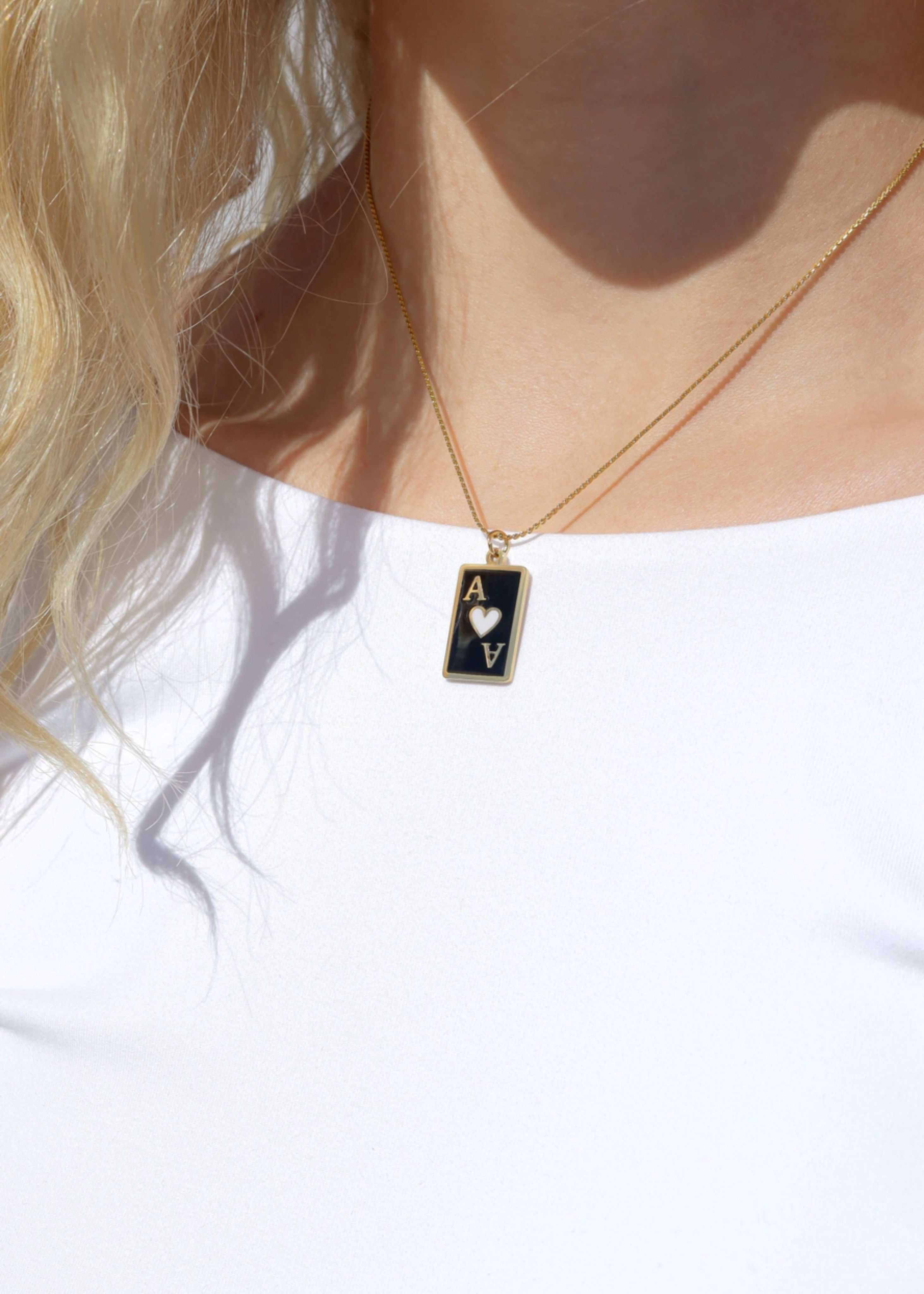 Ace of hearts playing card pendant