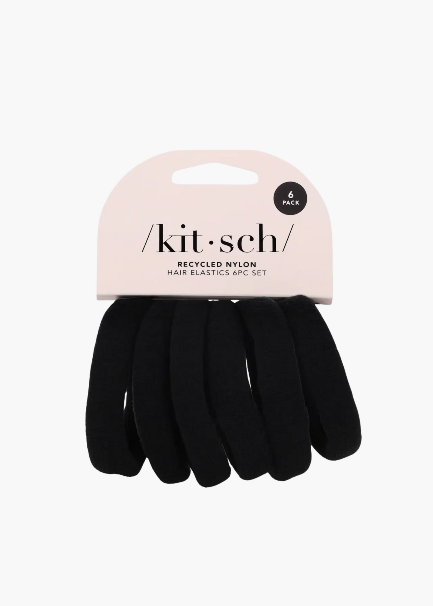 Recycled thick hair elastics 6pc set, black