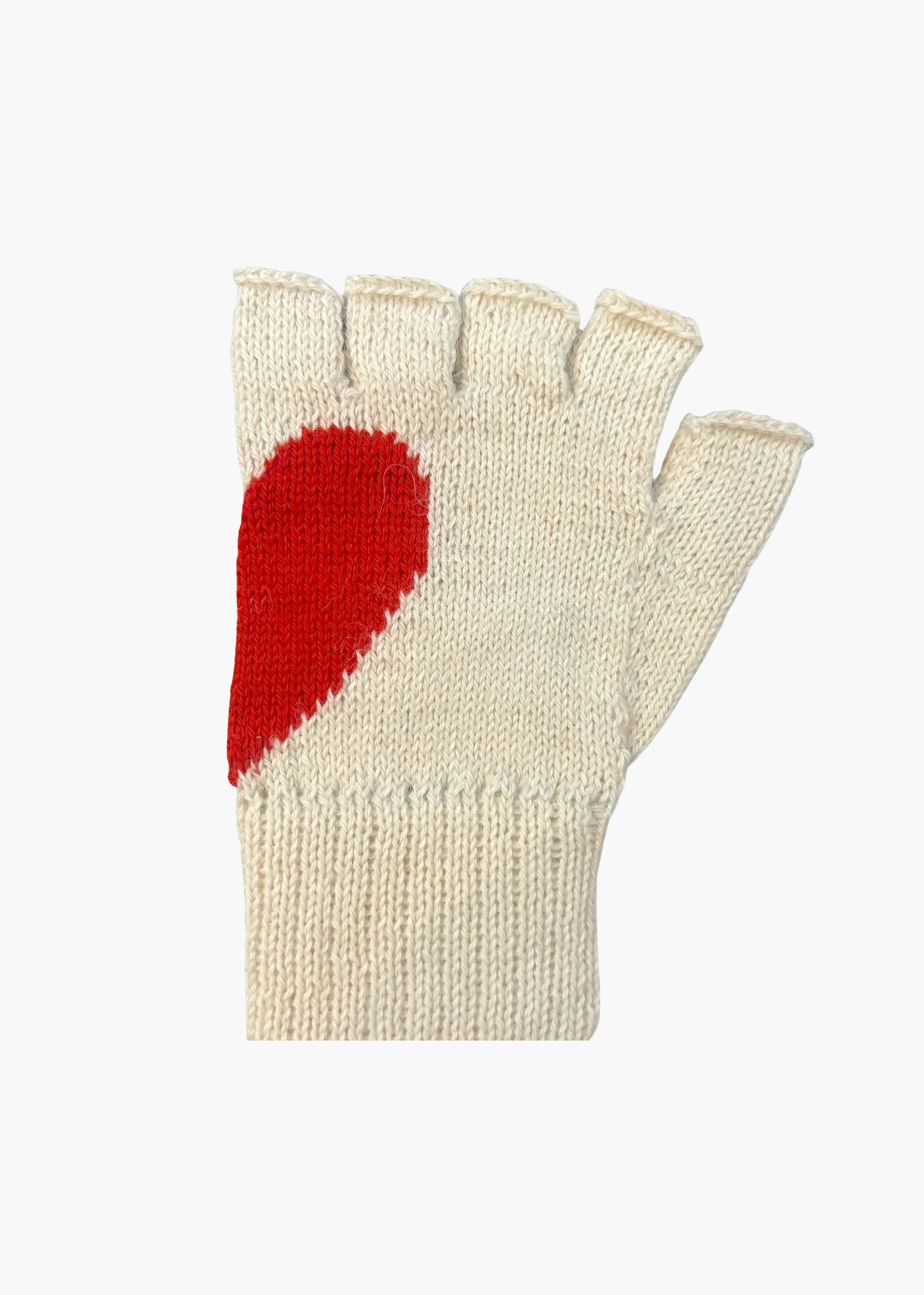 Alpaca fingerless gloves, cream