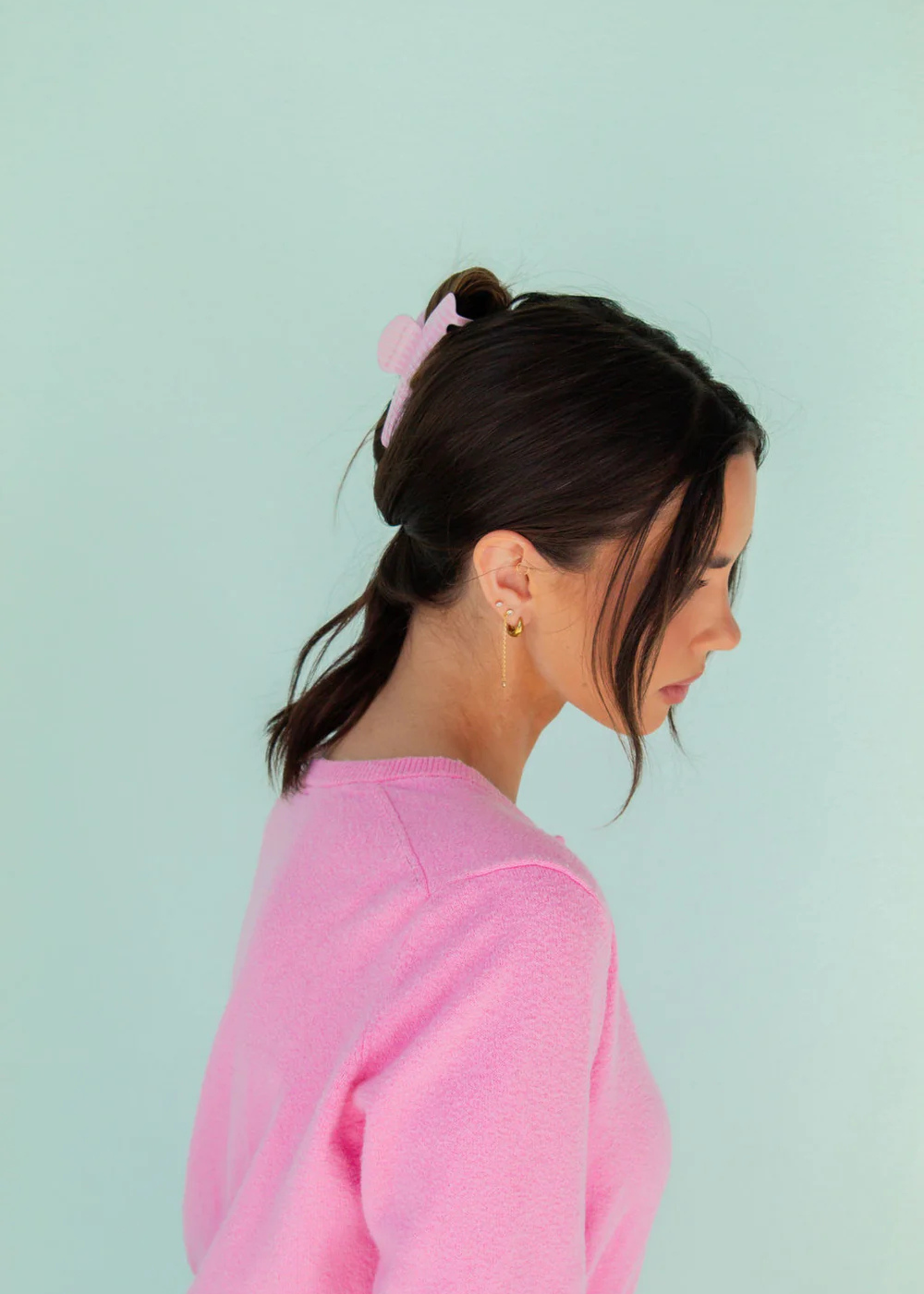 Pink stripe claw clip
