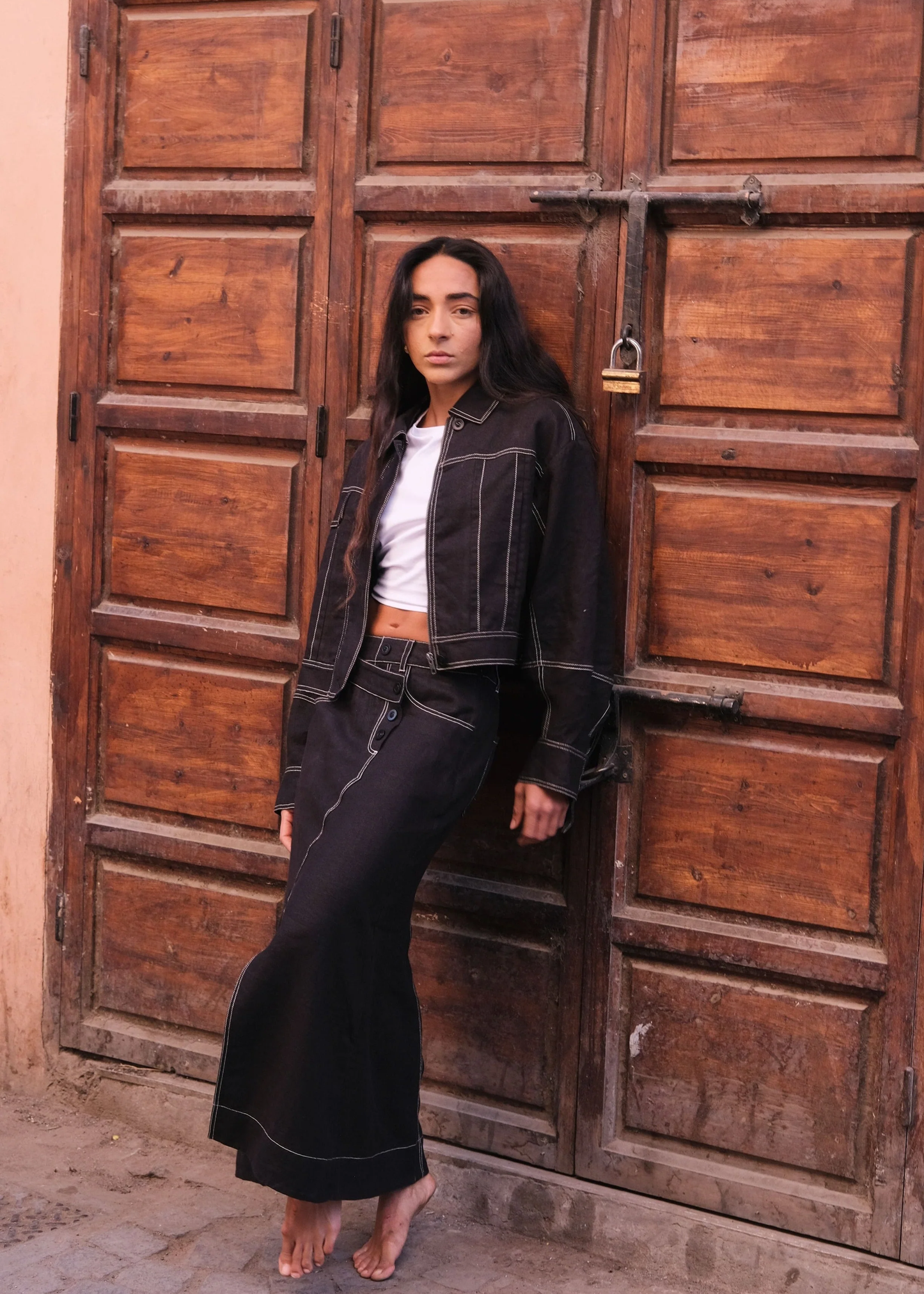 Wes linen jacket, black