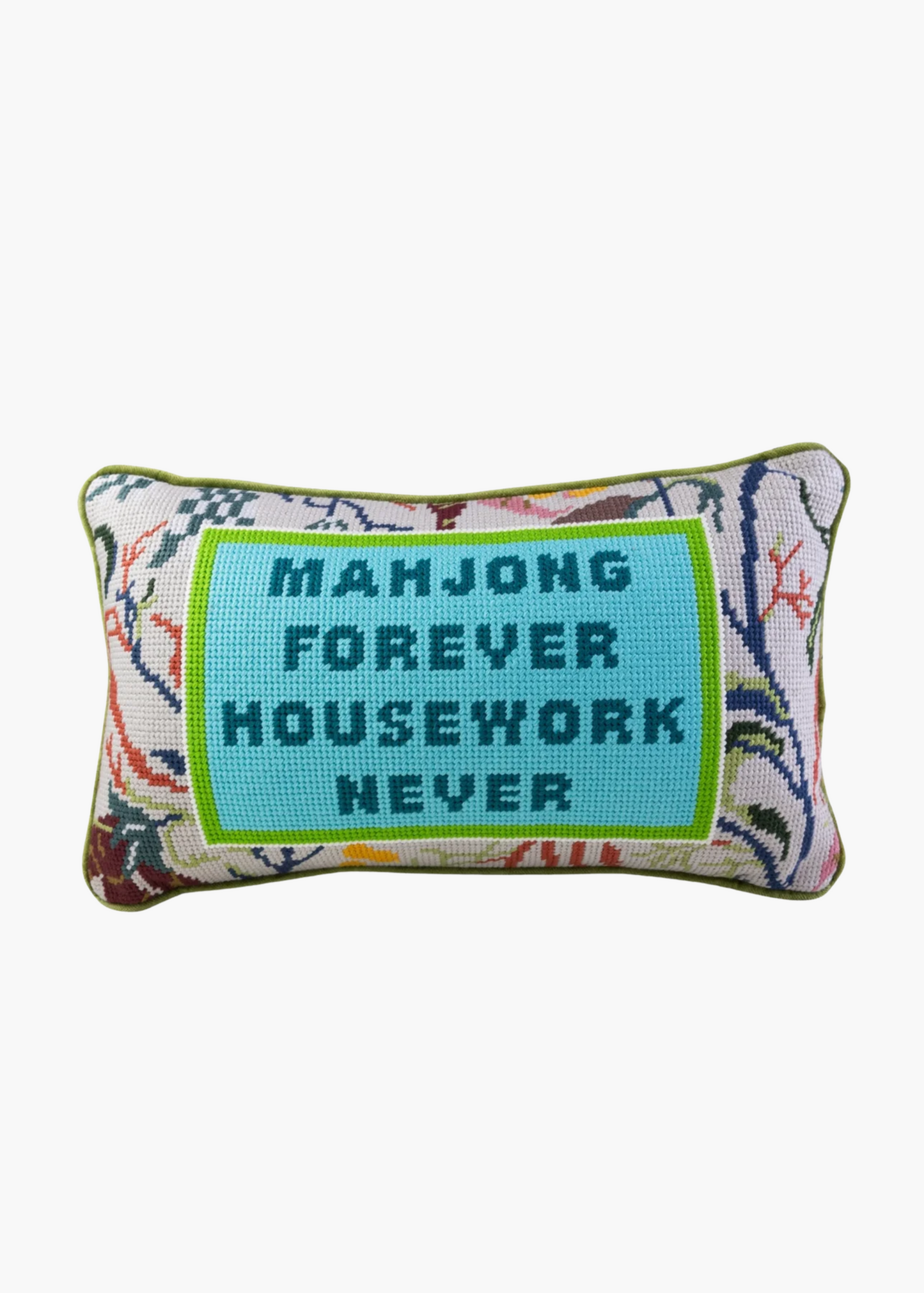 Mahjong needlepoint pillow