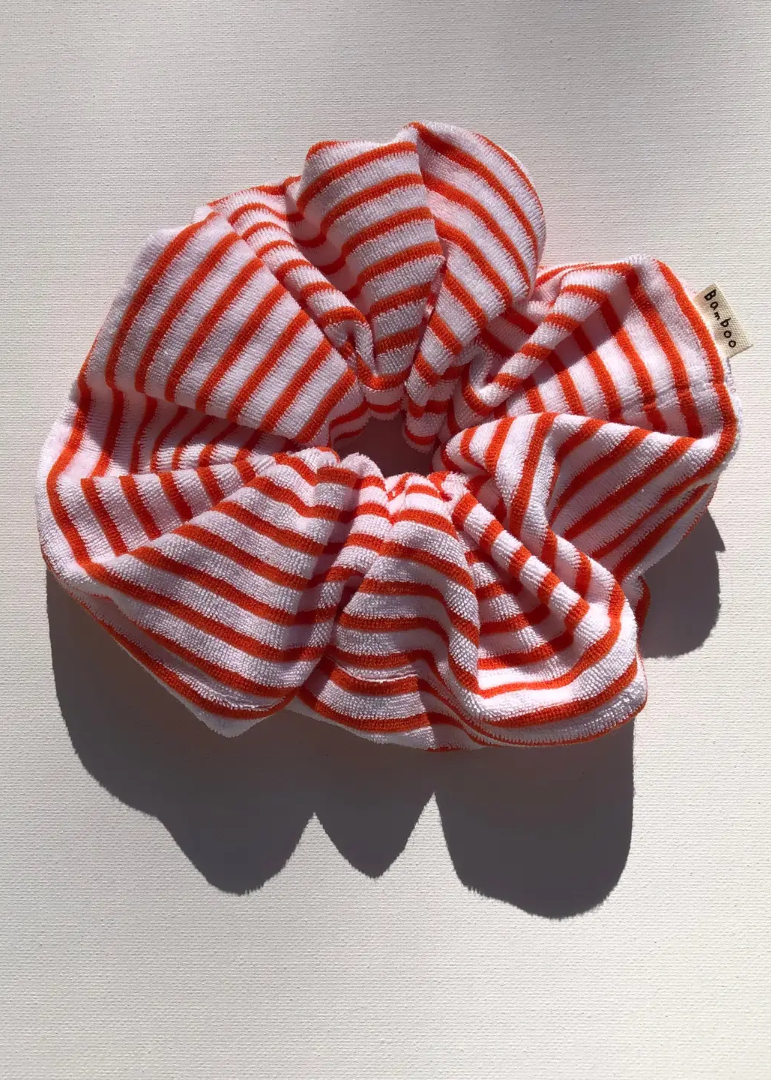 Nova Scotia toweling stripe scrunchy, red