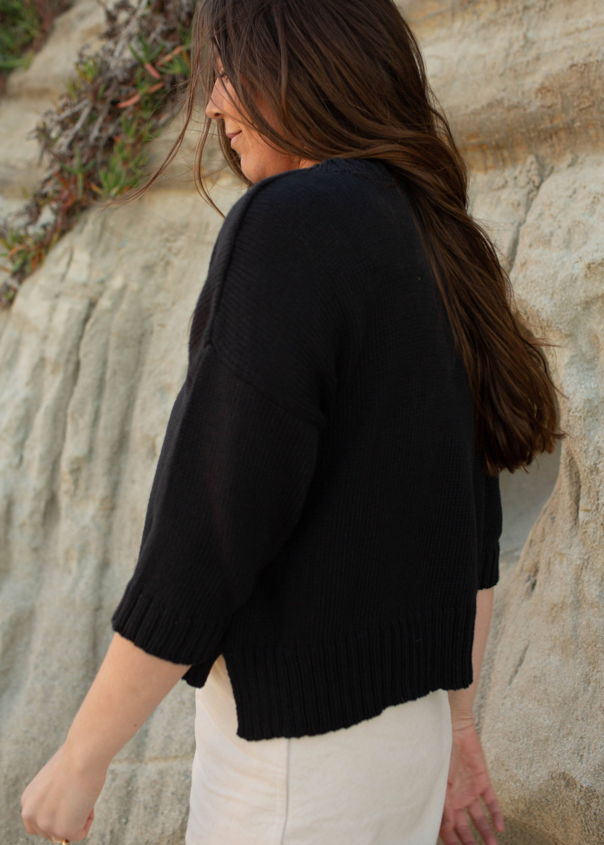 The crop knit, black